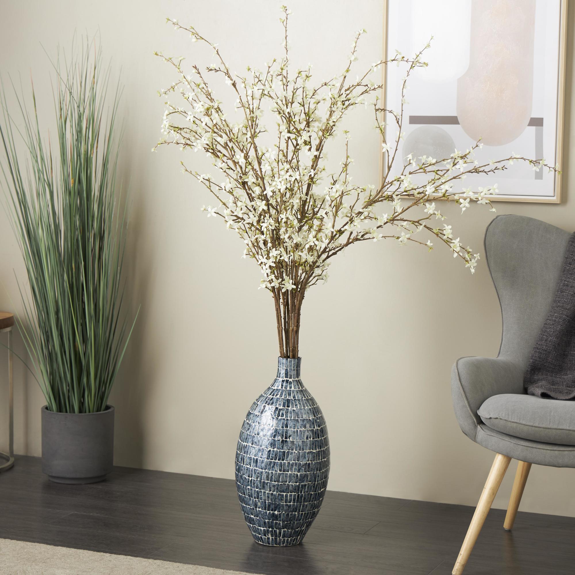 Set of 8 Winter Jasmine White Plastic Tall Indoor Outdoor Artificial Flower Stem