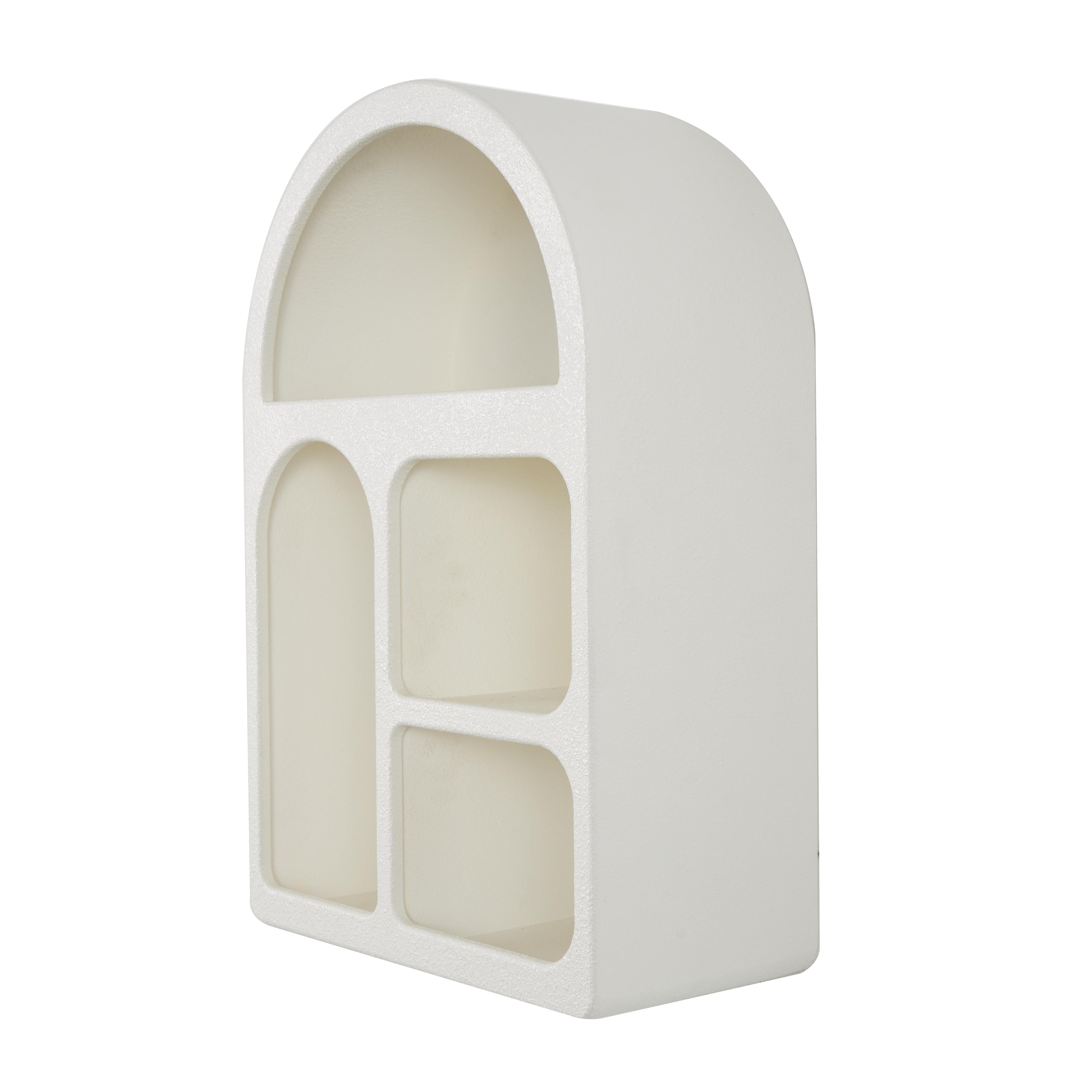 Geometric Wooden Arched 4 Shelf Room Wall Shelf with Varying Block Shapes
