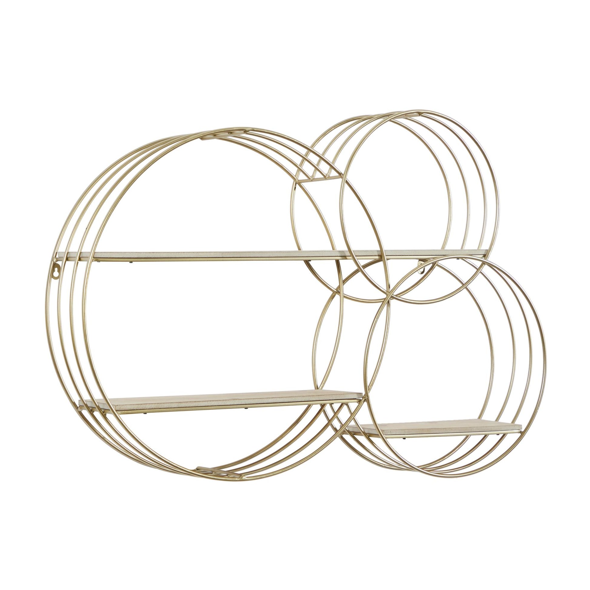 Geometric Gold Metal 3 Shelves Room Wall Shelf