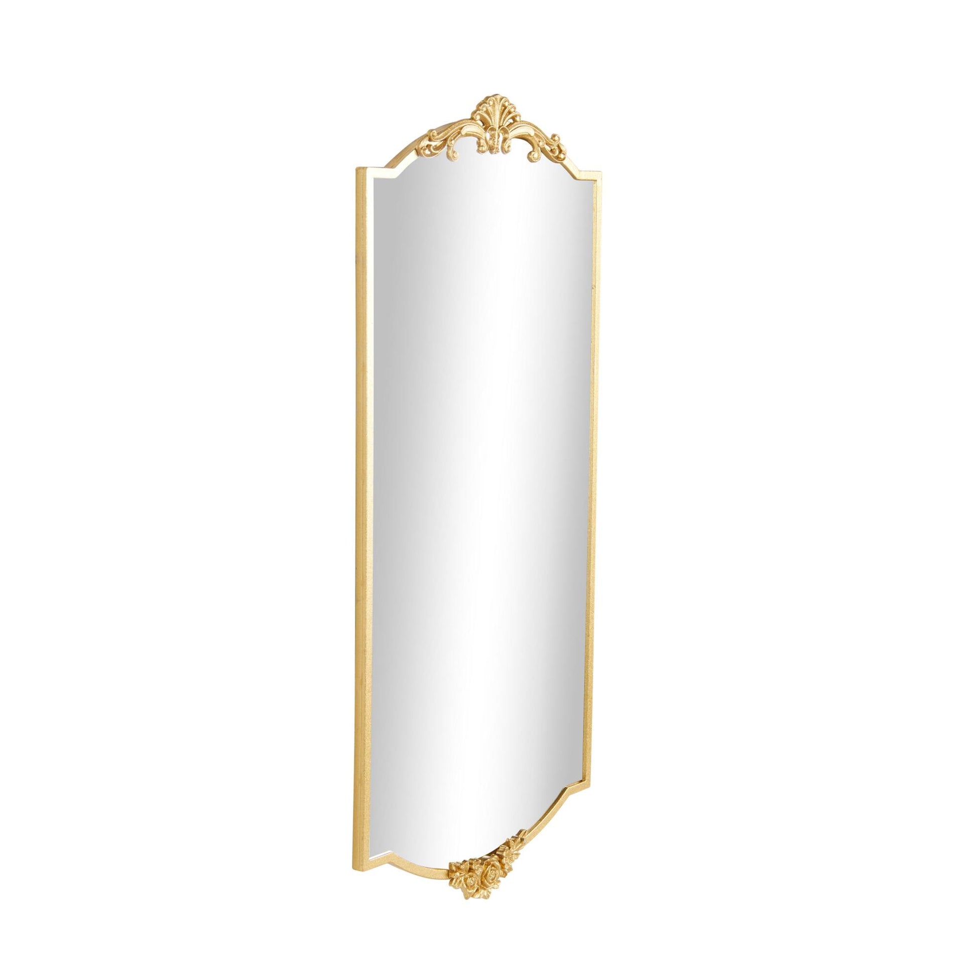 Floral Gold Metal Room Wall Mirror with Floral Embellishments