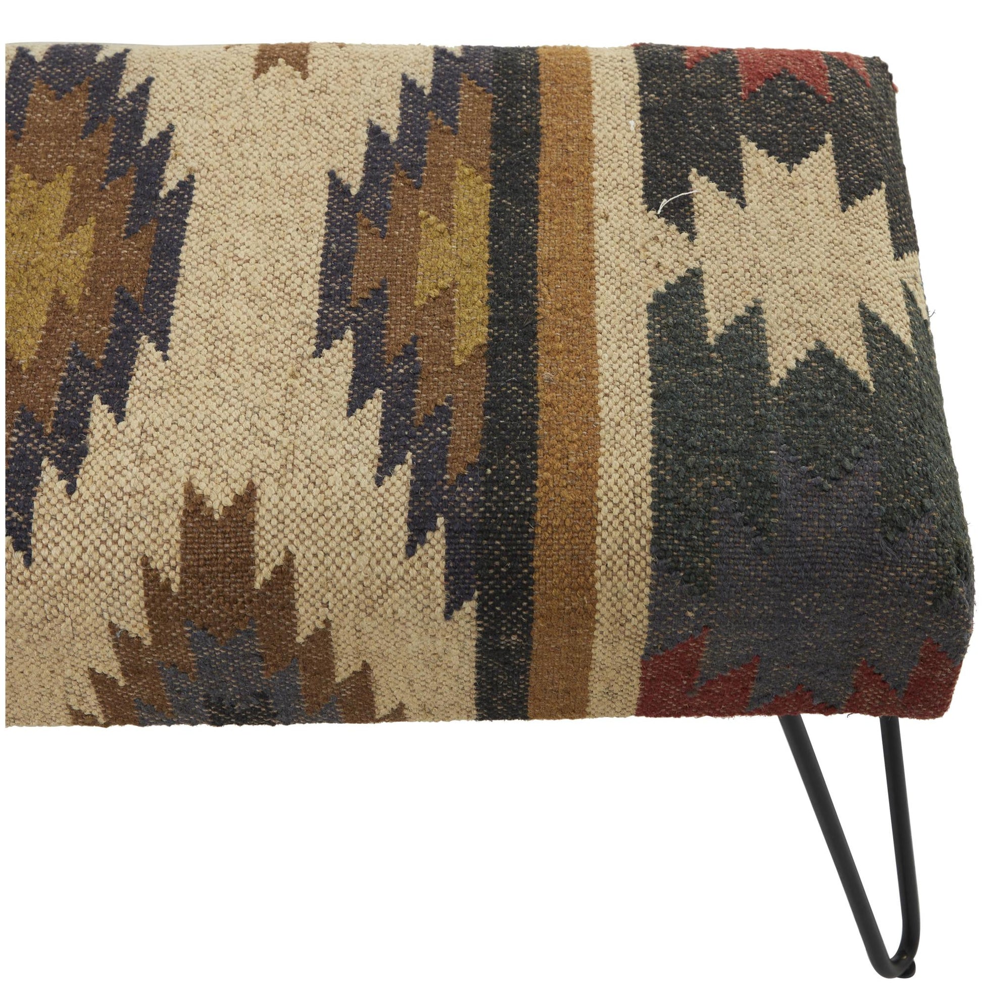 Floral Cotton Fabric Home Bench with Metal Hairpin Legs 47" x 19" x 16"