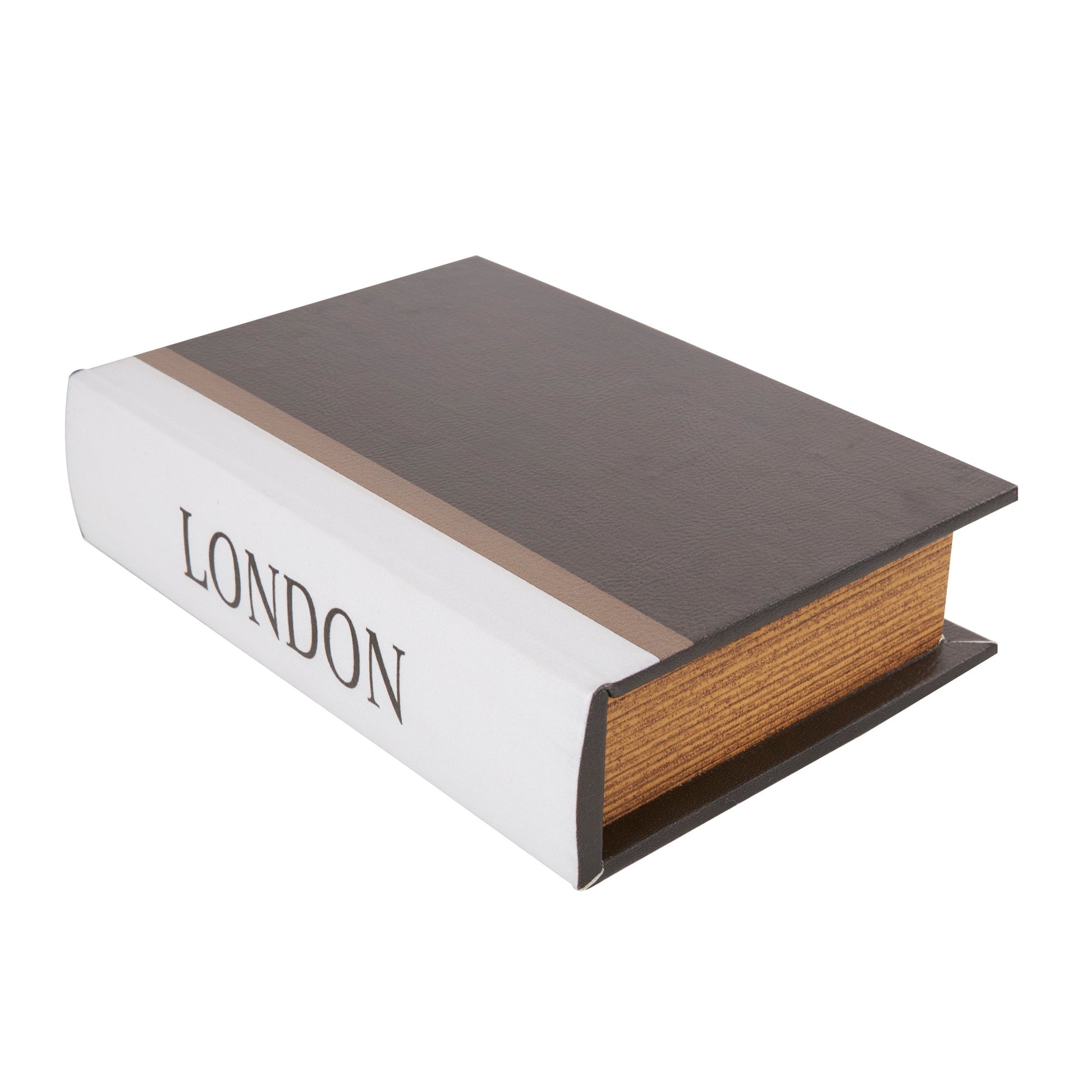 Set of 3 Black Faux Leather Paris, London, New York Faux Book Storage Decorative Box with White Spine