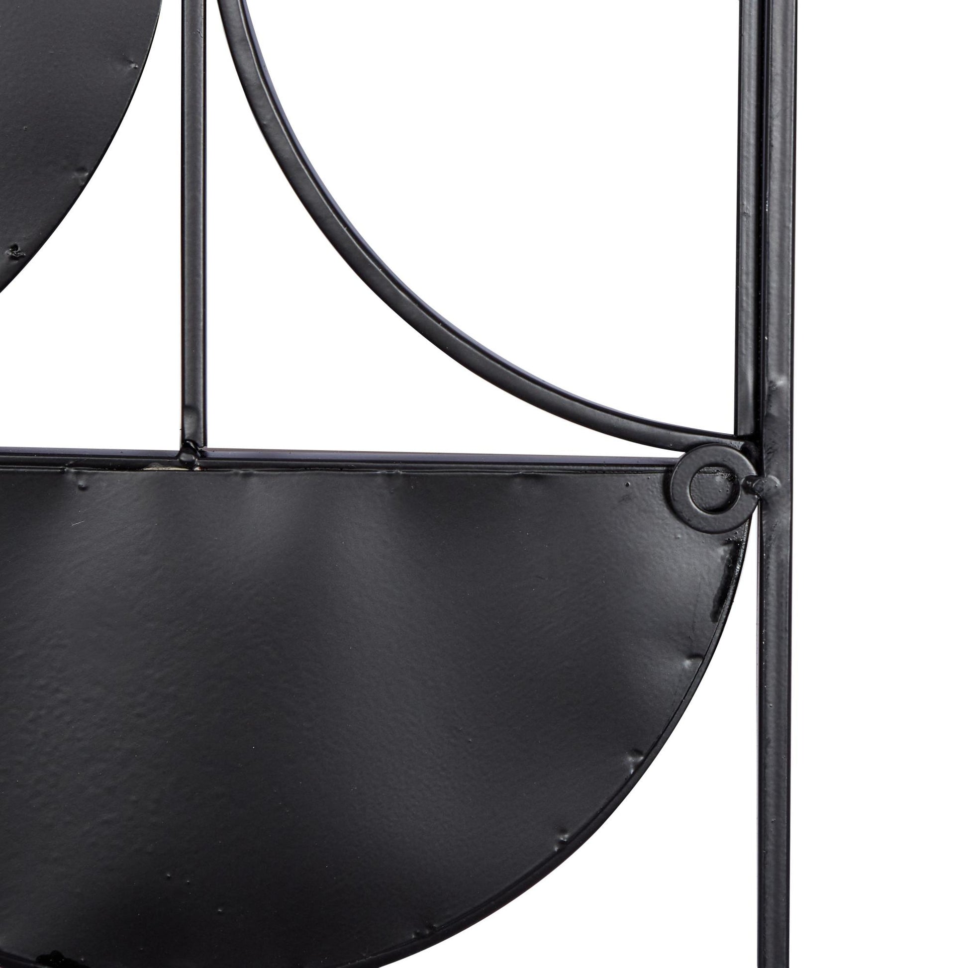 Set of 2 Geometric Brown Metal Carved Designs Home Wall Decor