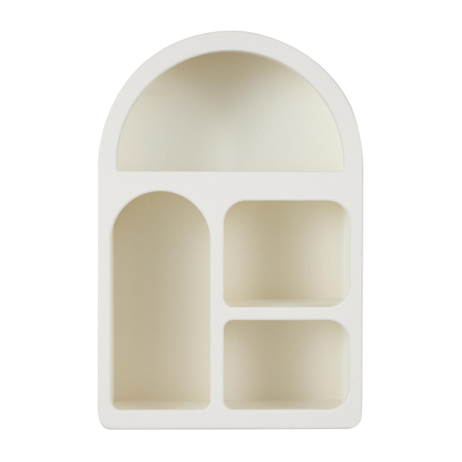 Geometric Wooden Arched 4 Shelf Room Wall Shelf with Varying Block Shapes