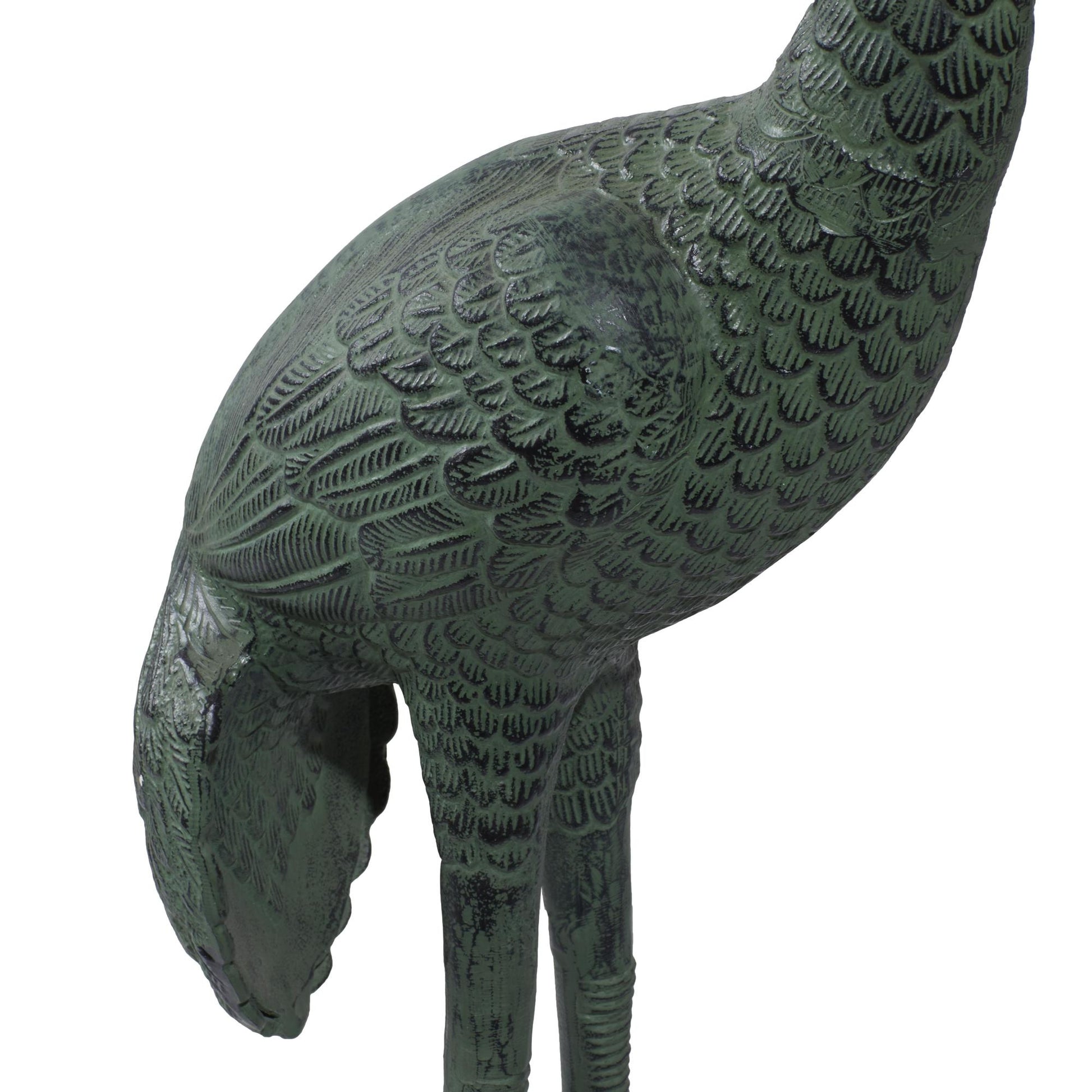 Set of 2 Crane Green Aluminum Metal Tall Indoor Outdoor Decorative Garden Sculpture
