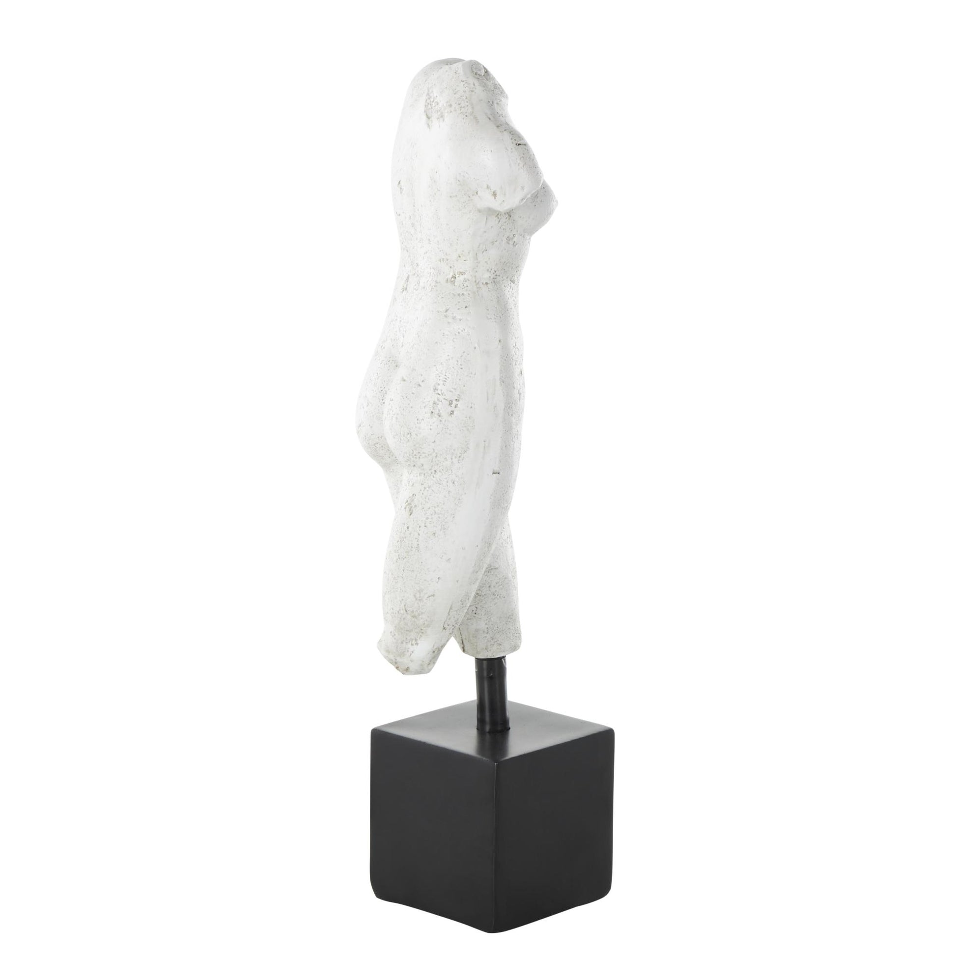 People White Polystone Decorative Sculpture with Black Square Base