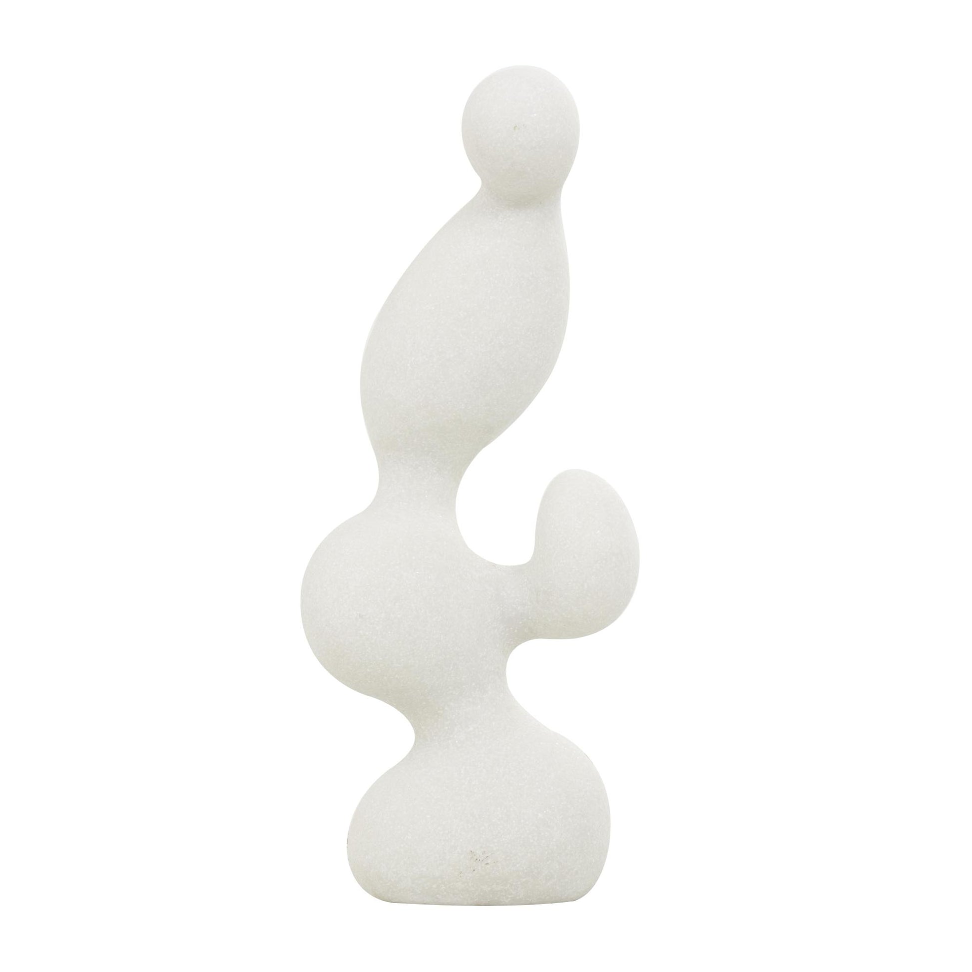 Abstract White Polystone Curved Shaped Decorative Sculpture with Speckled Texturing
