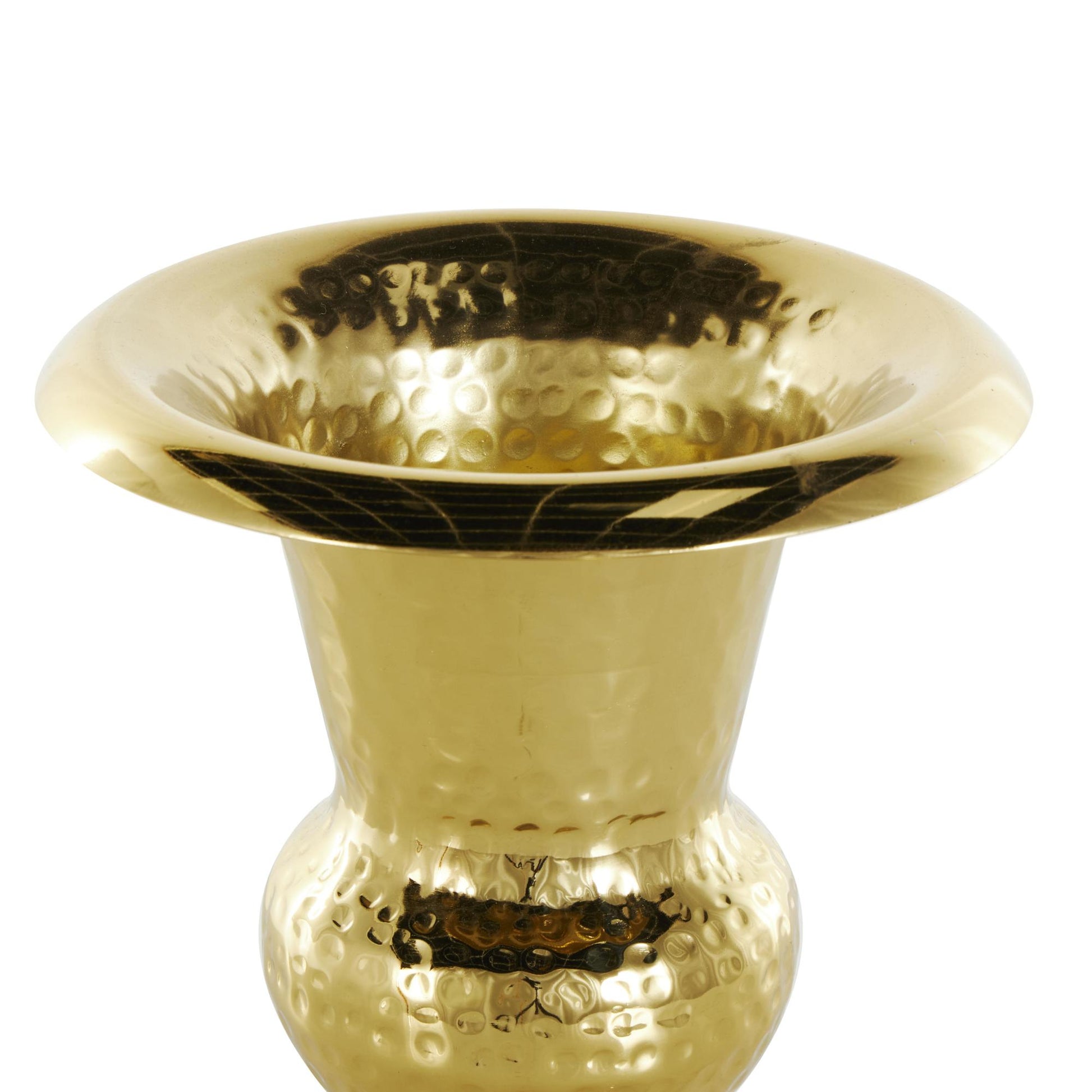Aluminum Metal Goblet Inspired Hammered Decorative Vase