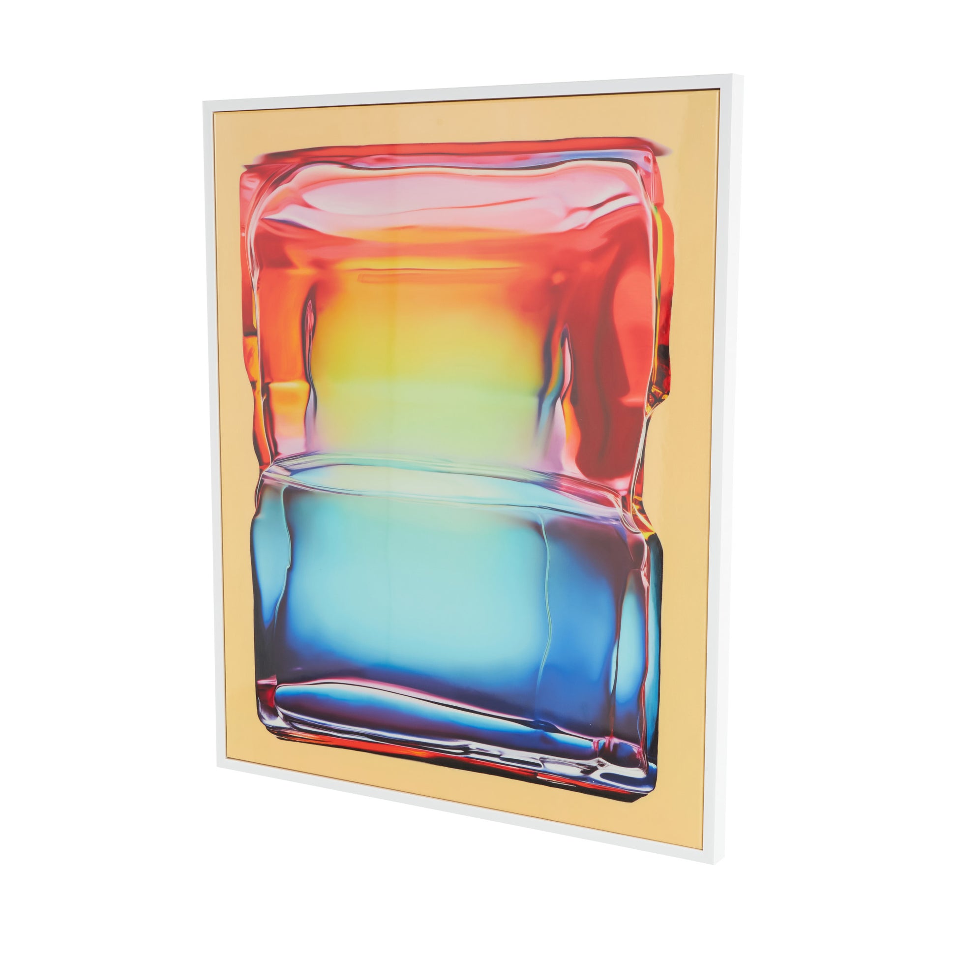 Abstract Multi Colored Canvas Cube Living Room Framed Wall Art with White Frame
