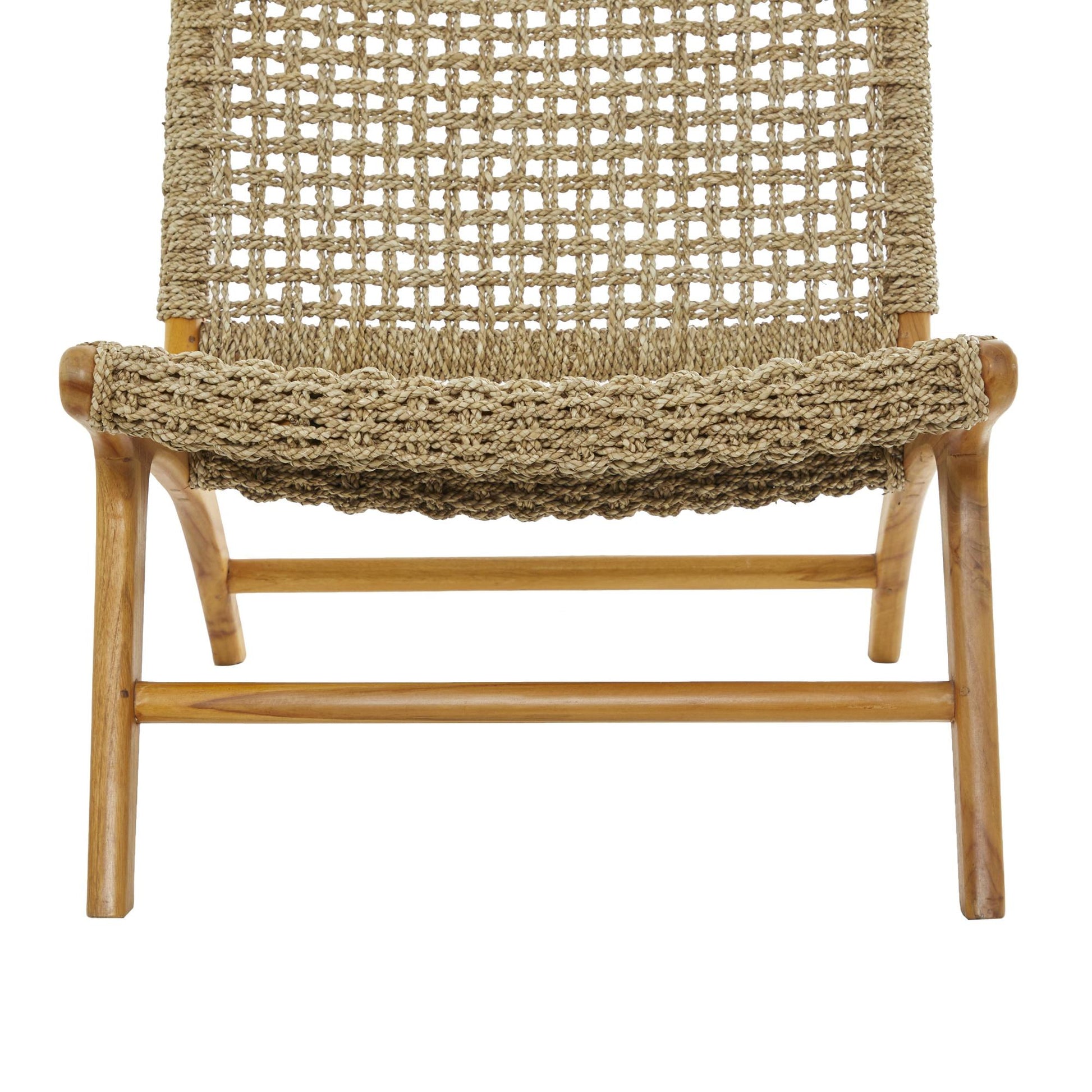Teak Wood Handmade Woven Living Room Accent Chair with Woven Cane Seat 25" x 29" x 28"