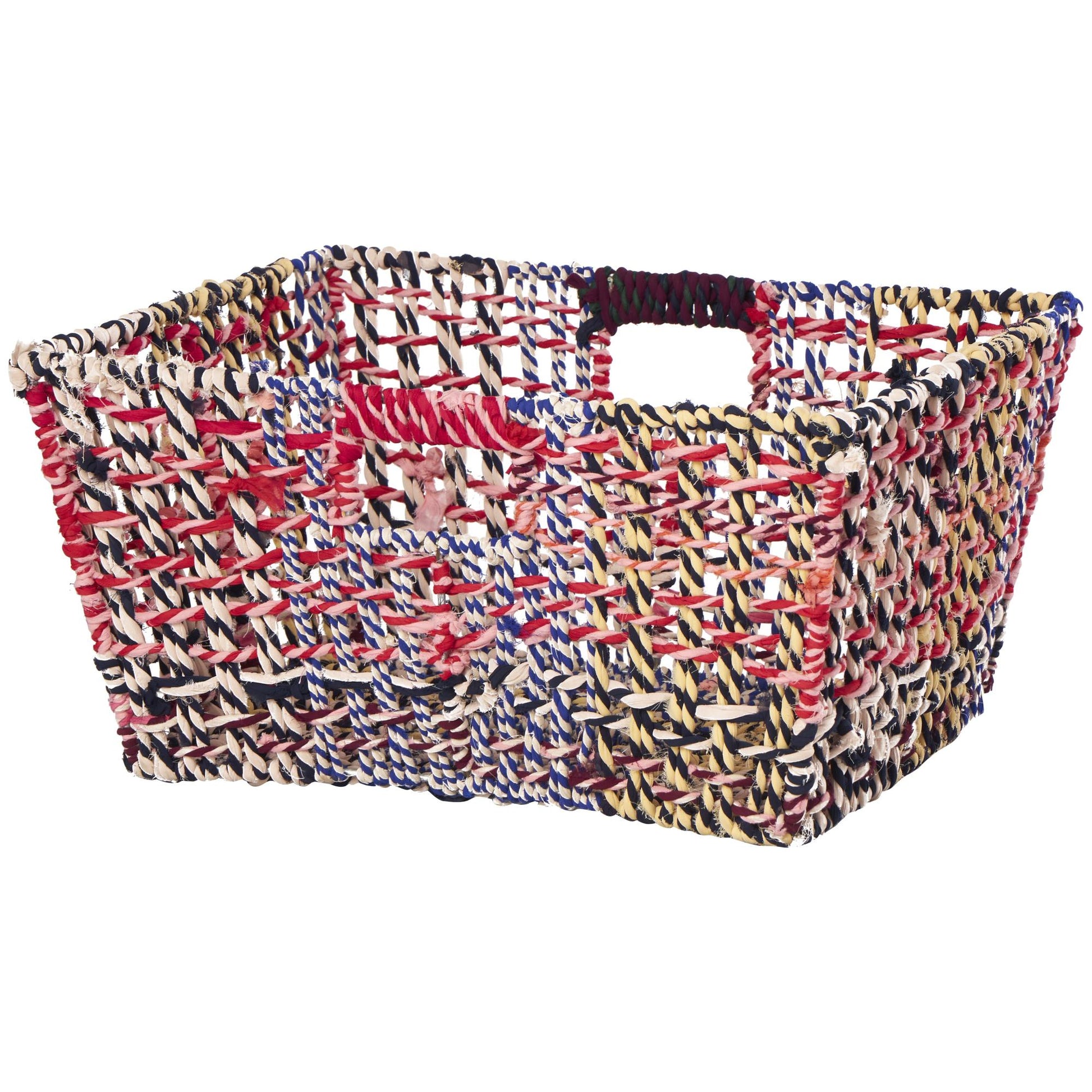 CosmoLiving by Cosmopolitan Cotton Fabric Handmade Storage Basket with Handles