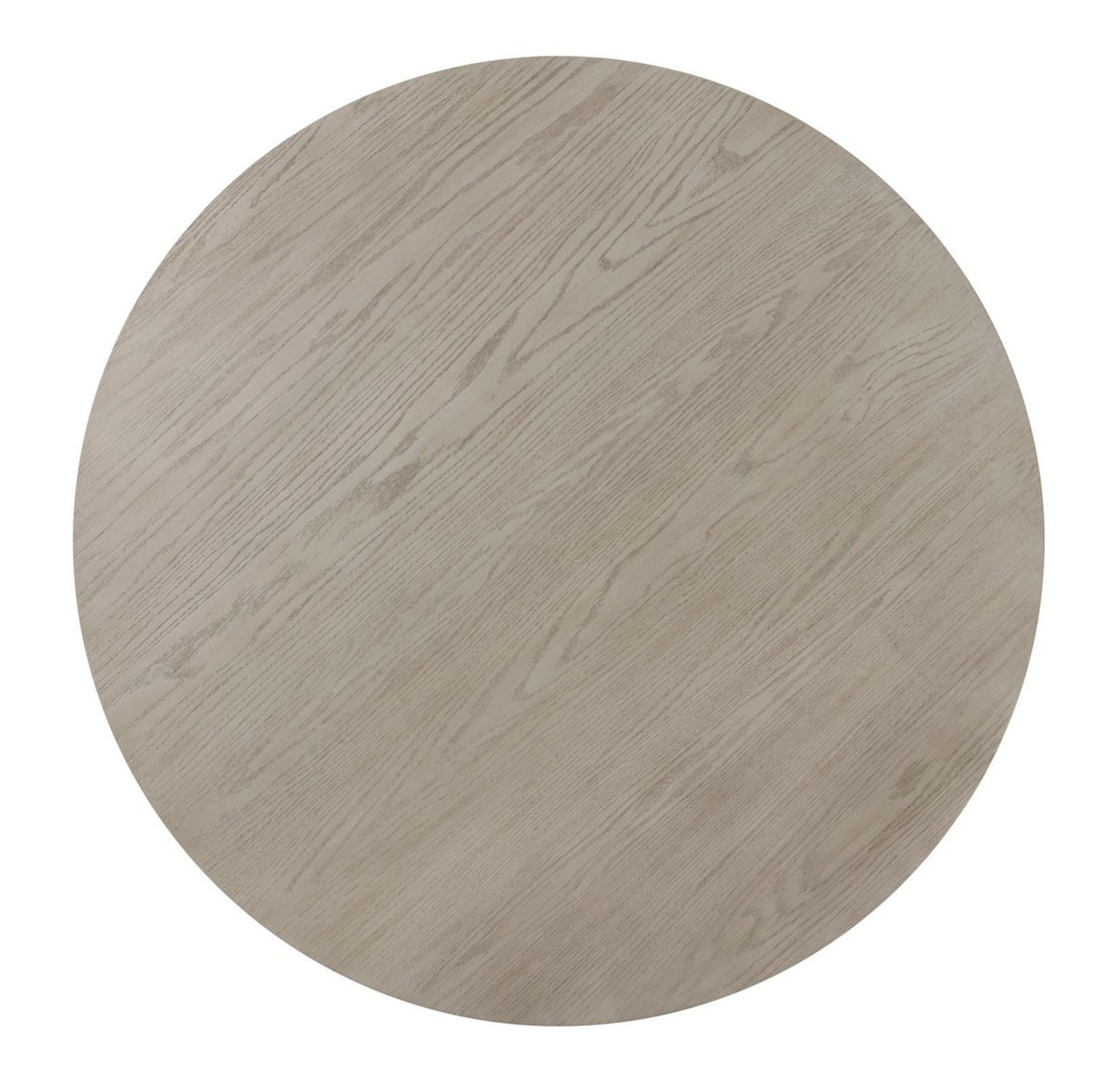 Beige Wood Washed Round Kitchen Dining Table with Pyramid Base