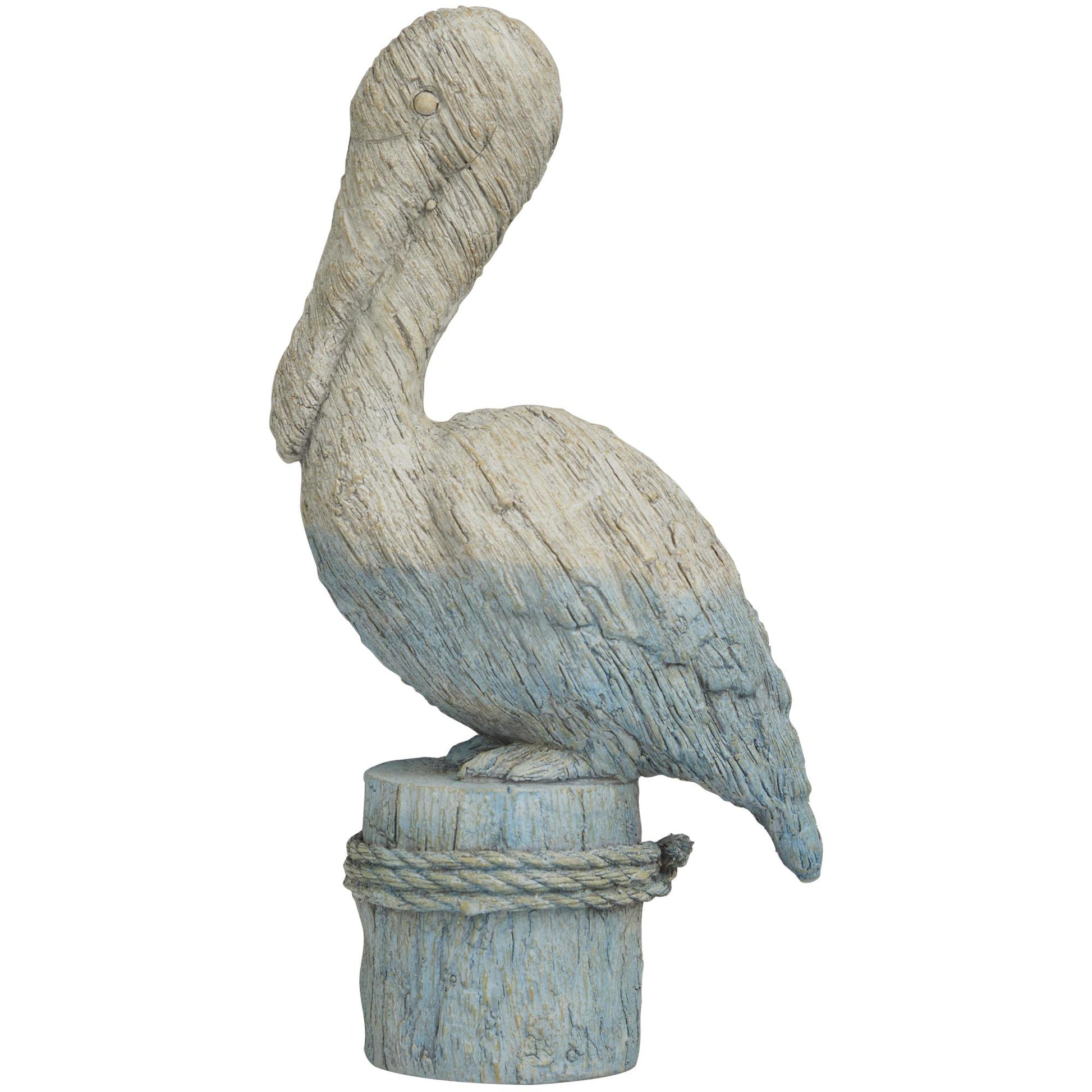 Bird Blue Polystone Textured Ombre Decorative Sculpture with Rope Details