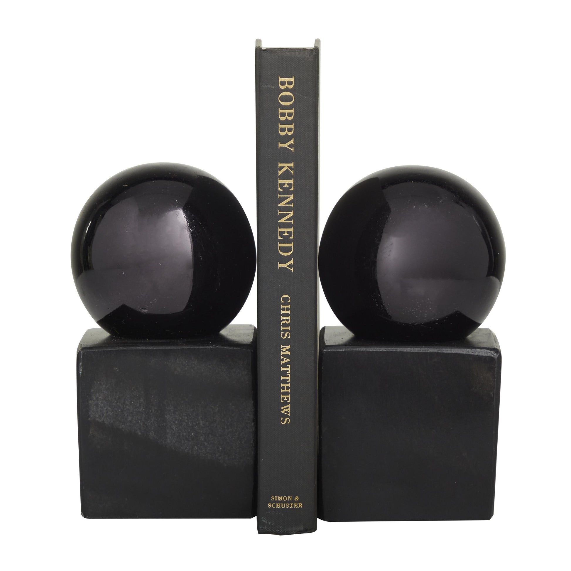 CosmoLiving by Cosmopolitan Set of 2 Marble 7 lbs Decorative Bookends with Silver Aluminum Orb