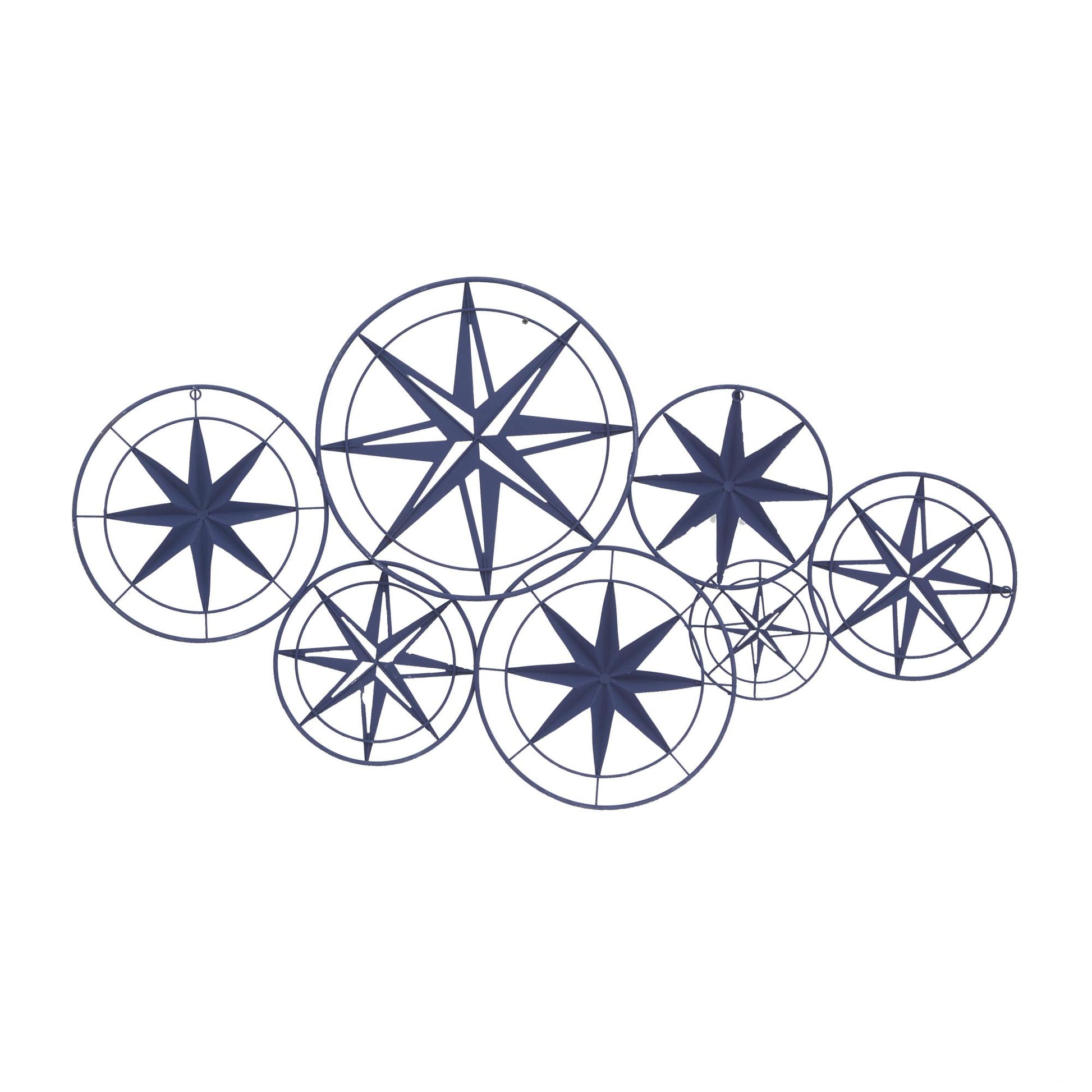 Star Blue Metal Indoor Outdoor Cutout Compass Home Wall Decor with Overlapping Frames
