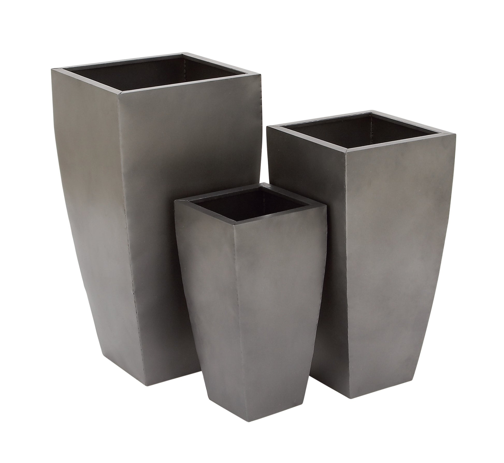 Set of 3 Metal Light Weight Indoor Outdoor Planter with Tapered Base