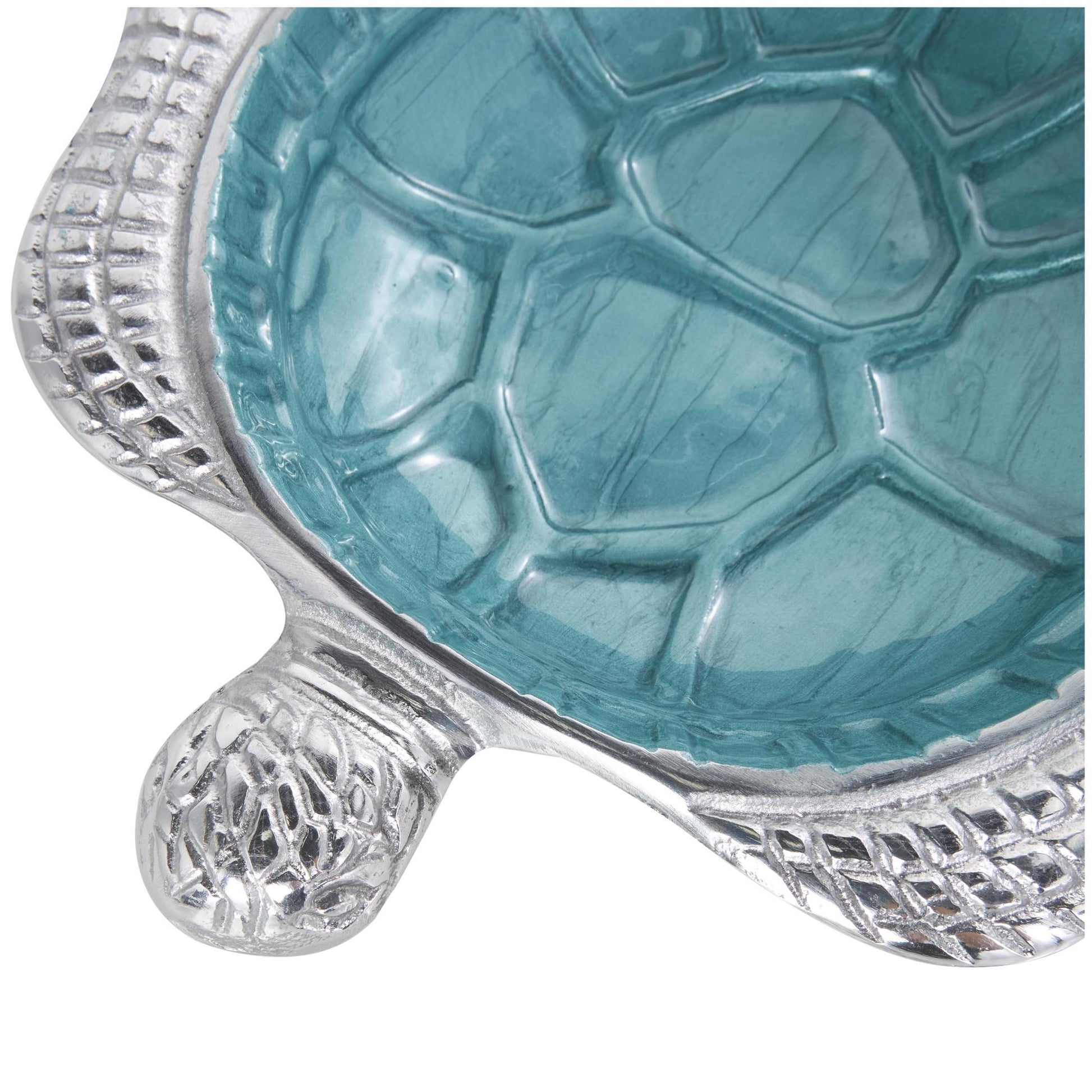 Set of 2 Turtle Aluminum Metal Handmade Enameled Large Decorative Bowl with Silver Metal Exterior