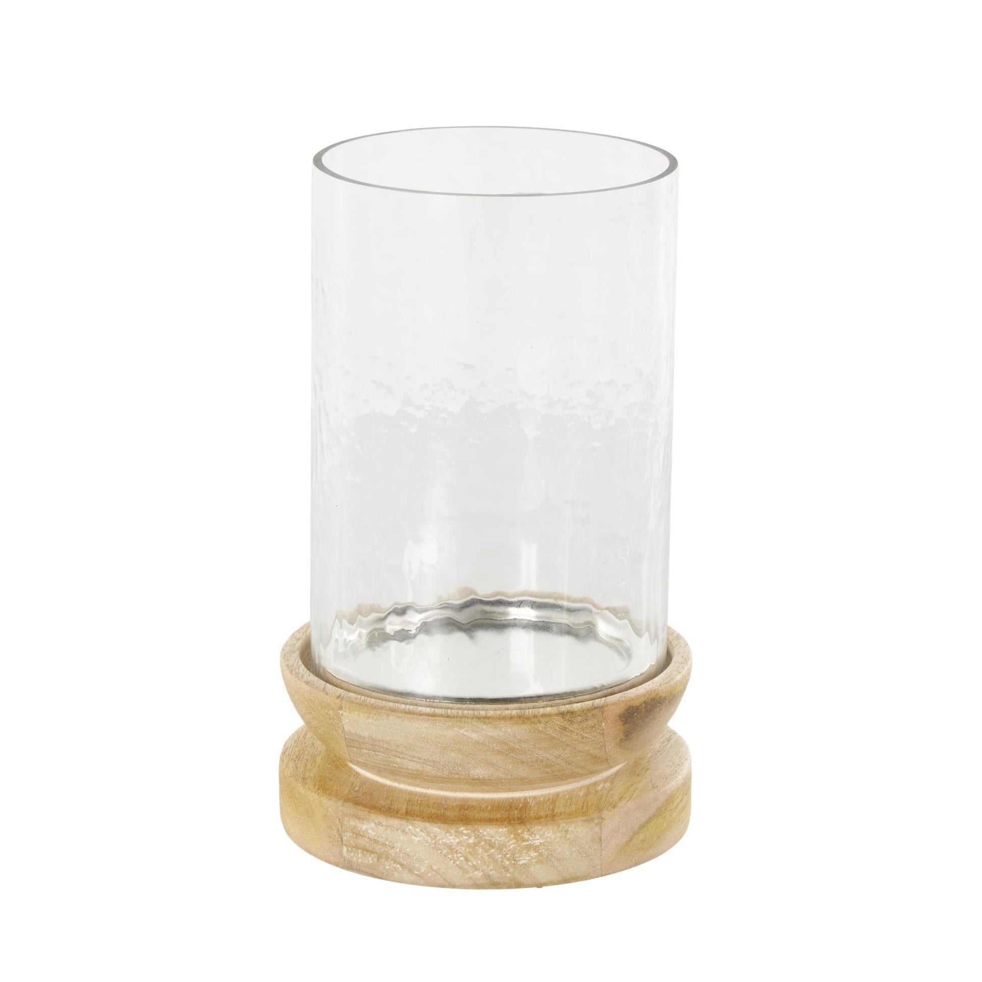 Cream Wood Single Candle Room Hurricane Lamp