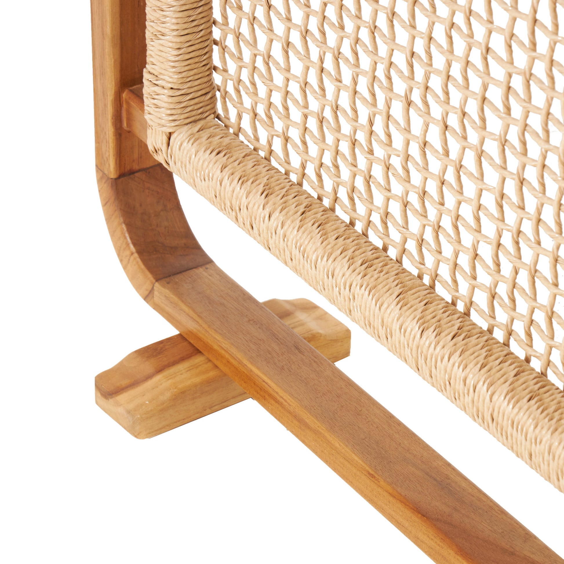 Brown Teak Wood Handmade Foldable Partition 4 Panel Partition Room Divider Screen with Woven Rattan Panels