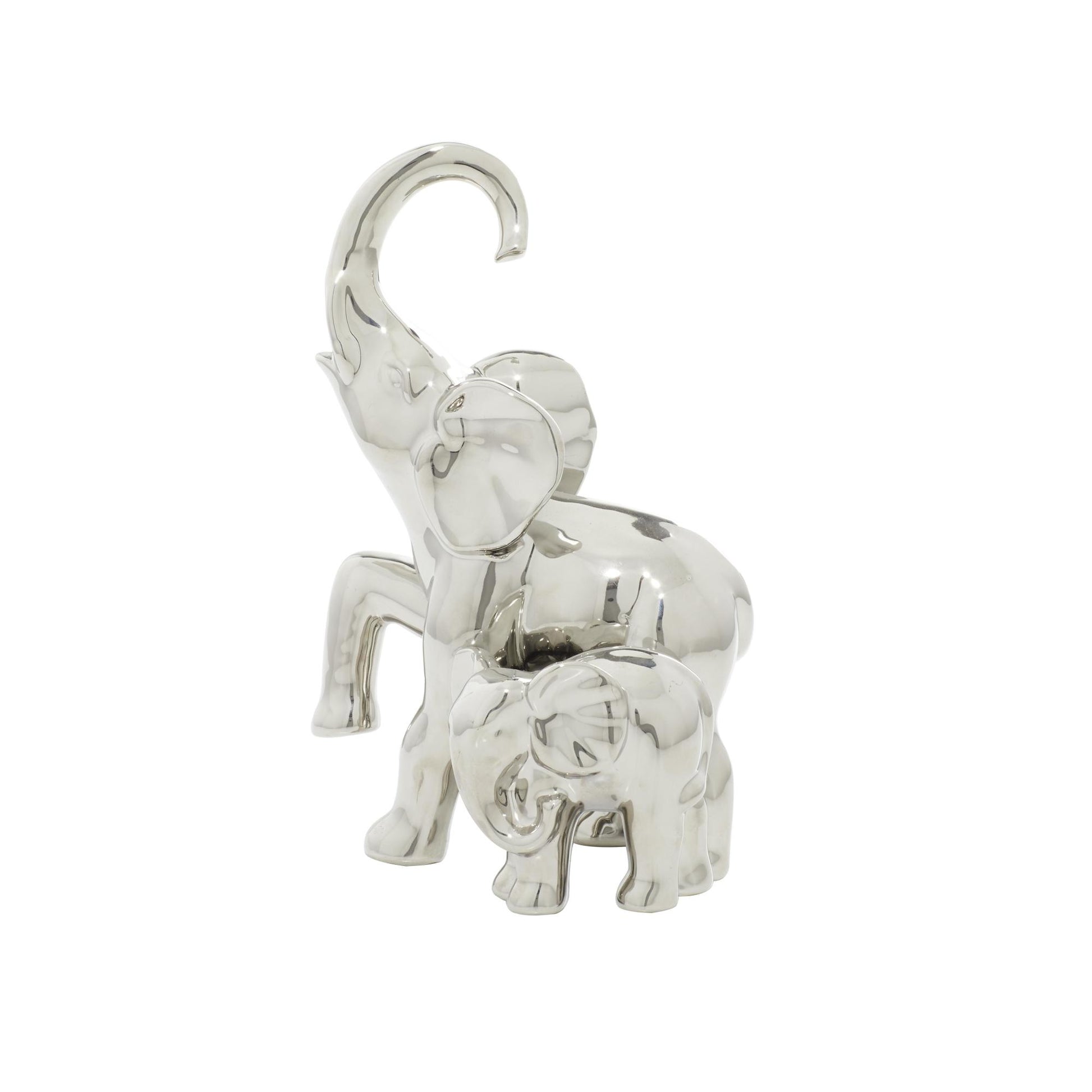 Elephant Silver Ceramic Decorative Sculpture