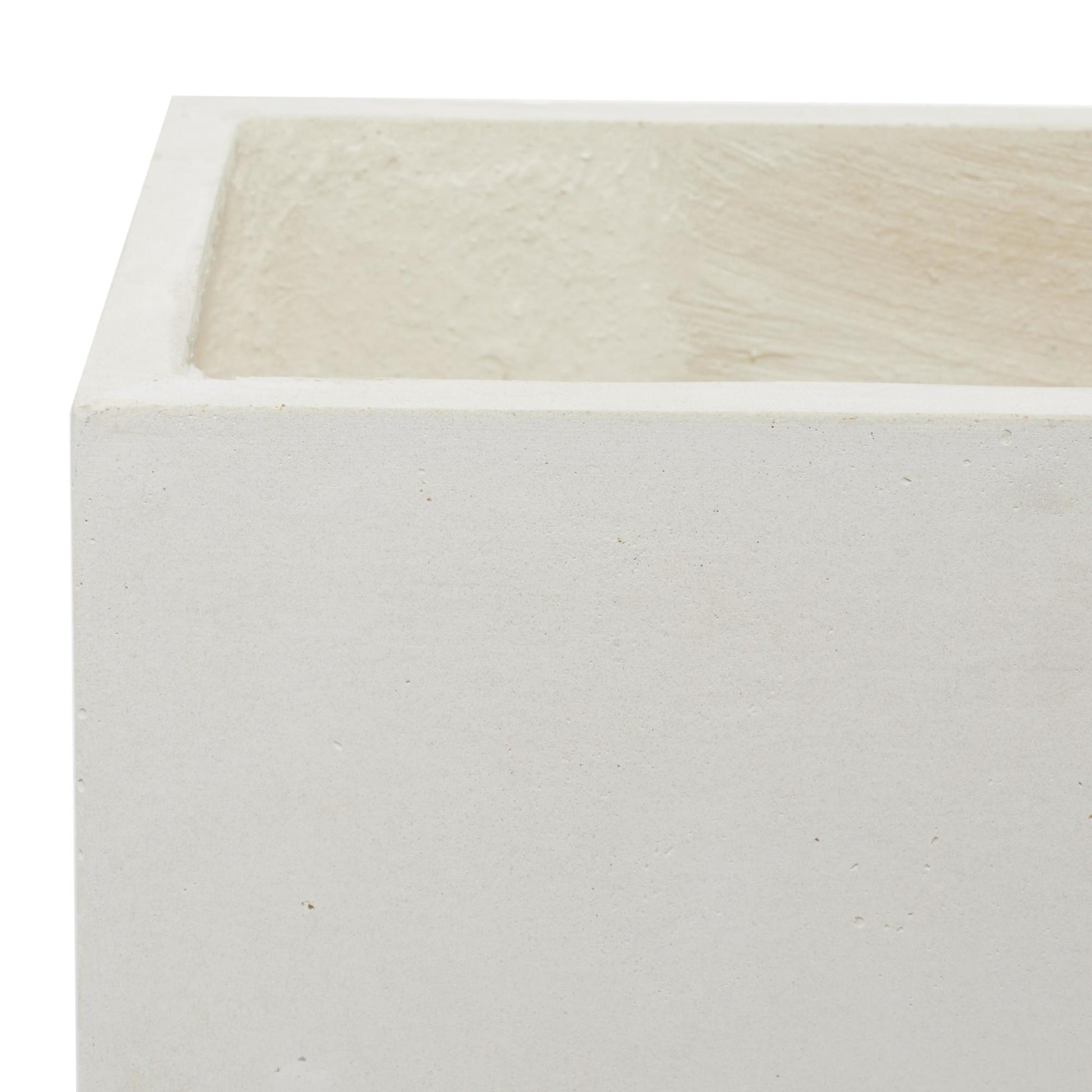 Set of 2 White Fiberclay Ceramic Rectangular Indoor Outdoor Planter with Brown Wooden Legs