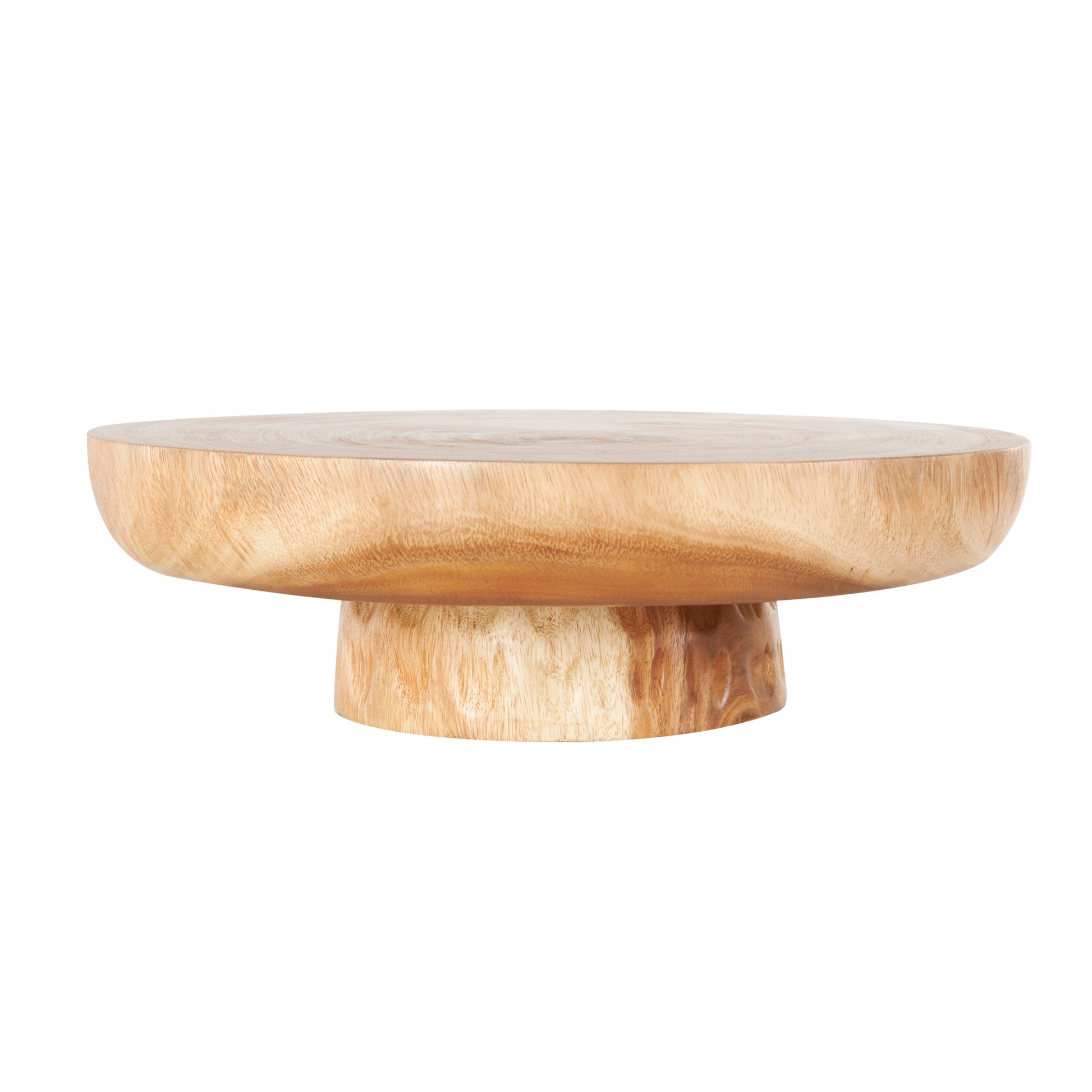 Brown Teak Wood Handmade Large Decorative Bowl with Elevated Base