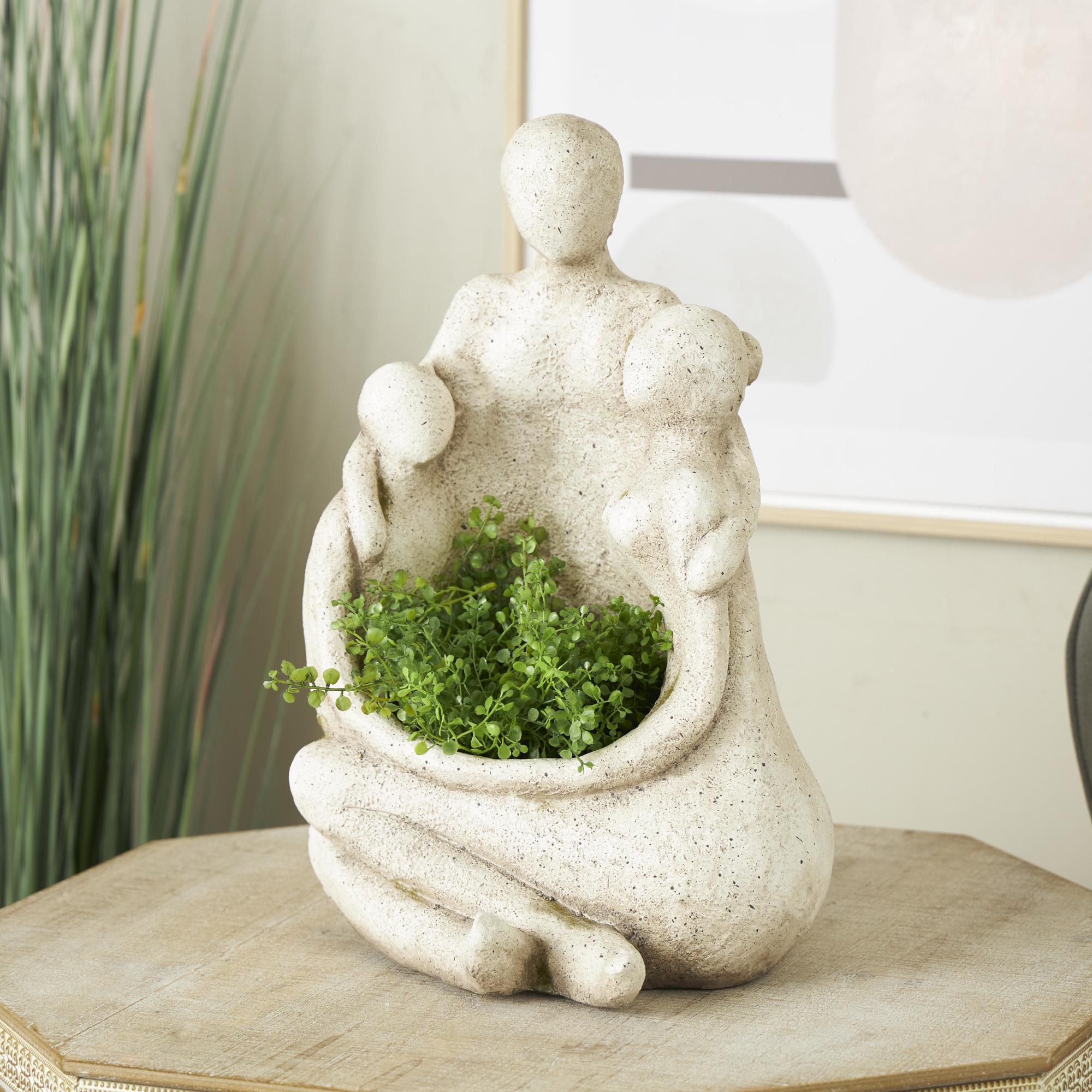 Family Cream Magnesium Oxide Sitting Indoor Outdoor Planter