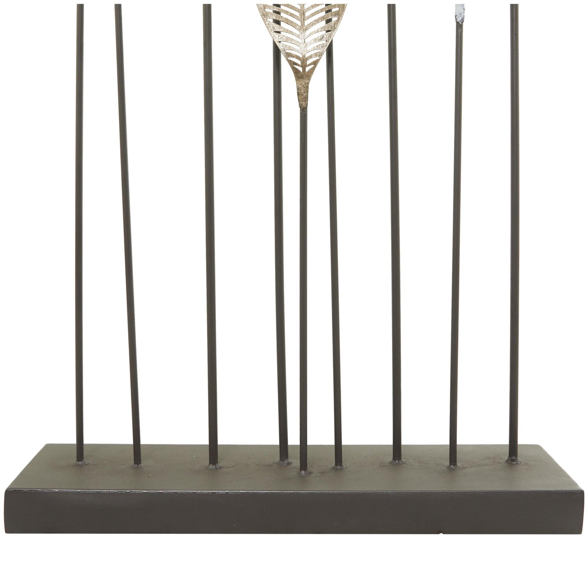 Leaf Bronze Metal Sculpture with Black Base