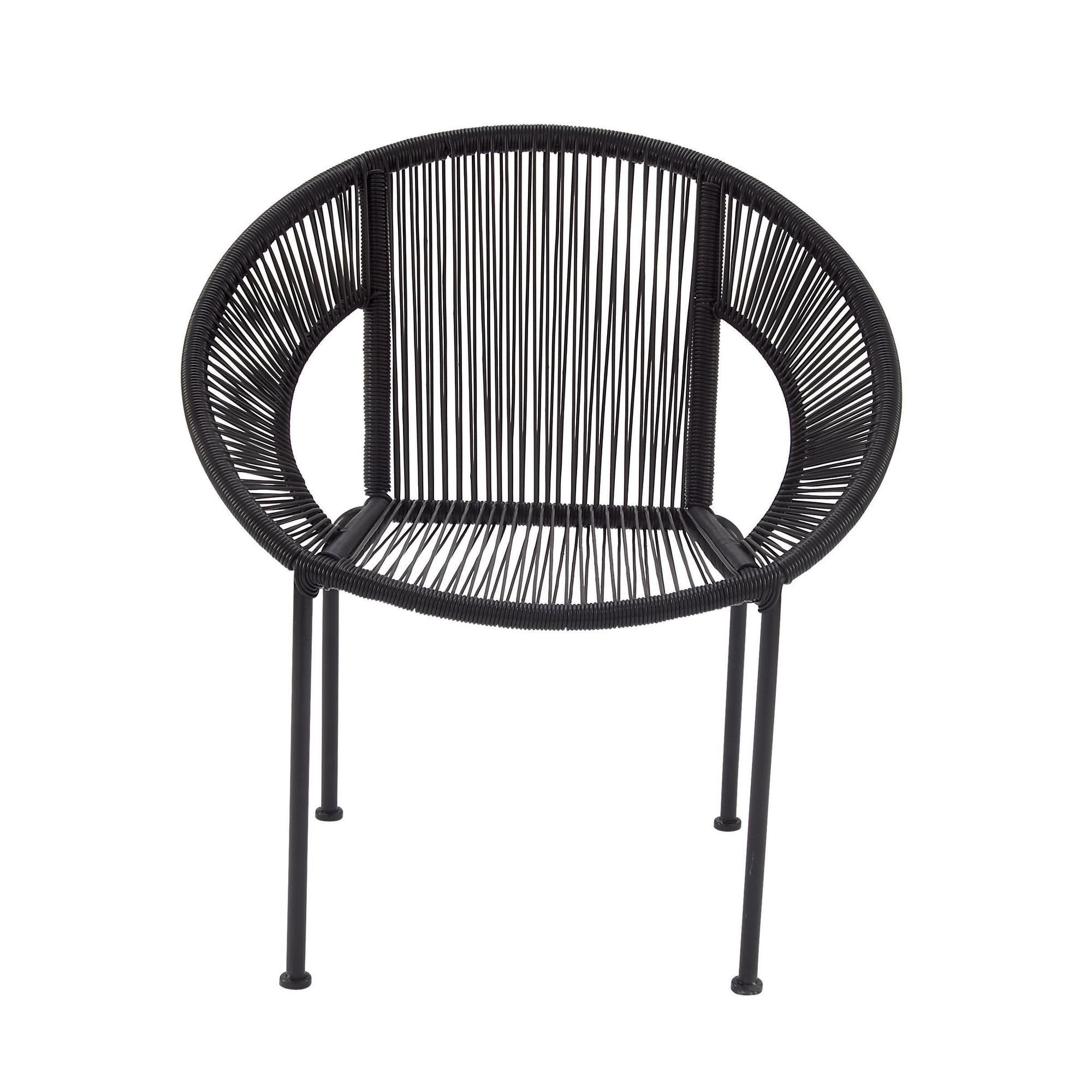 Plastic Rattan Woven Round Outdoor Chair 29" x 23" x 30"