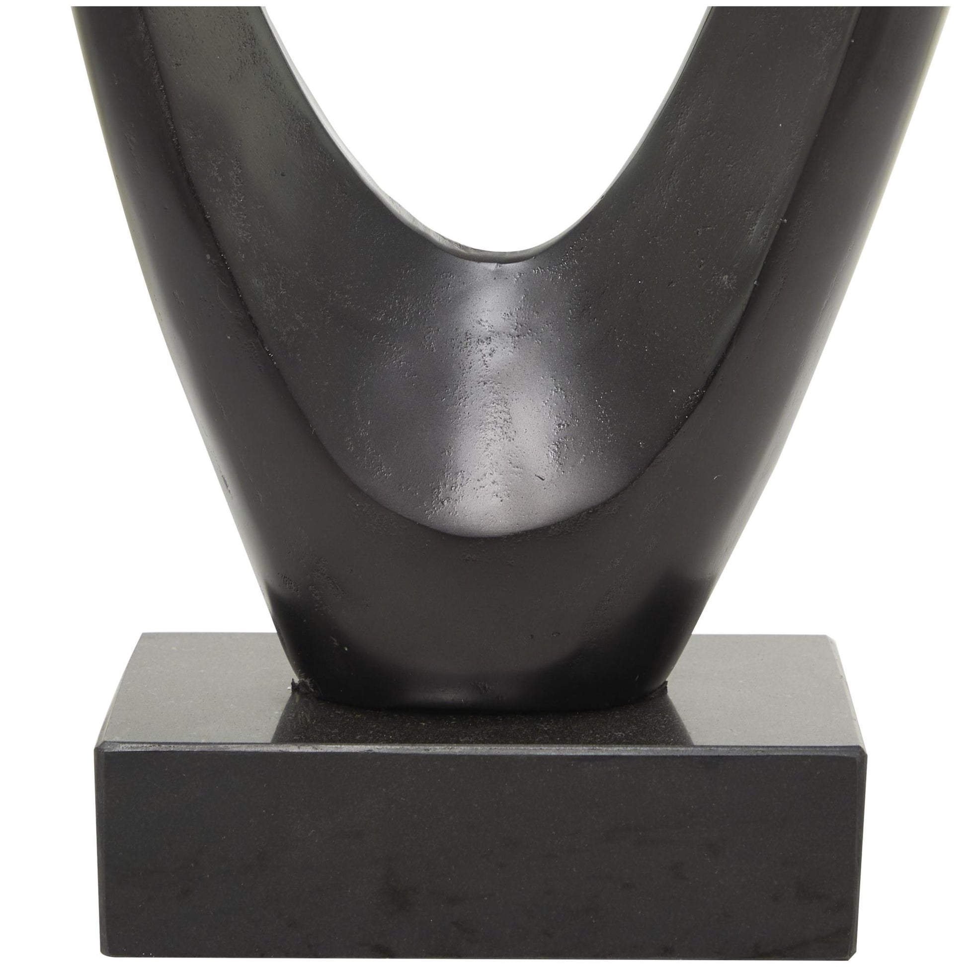 Abstract Aluminum Metal Tall Floor Loop Decorative Sculpture with Black Marble Base 16" x 5" x 52"