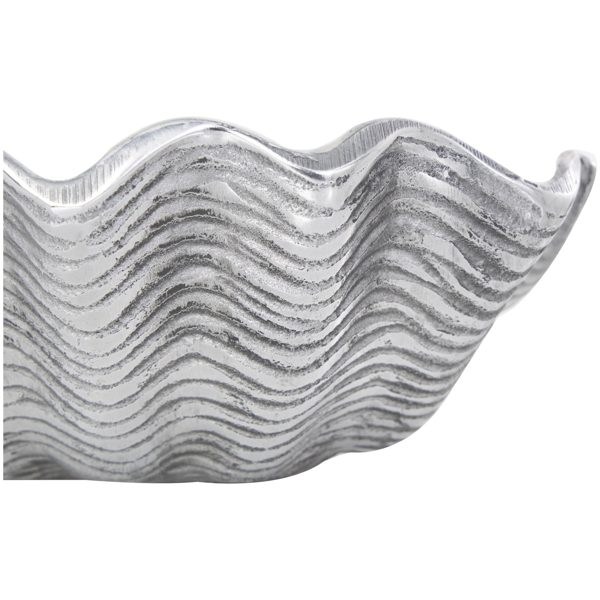 Set of 3 Shell Multi Colored Aluminum Metal Enameled Large Decorative Bowl with Silver Bases