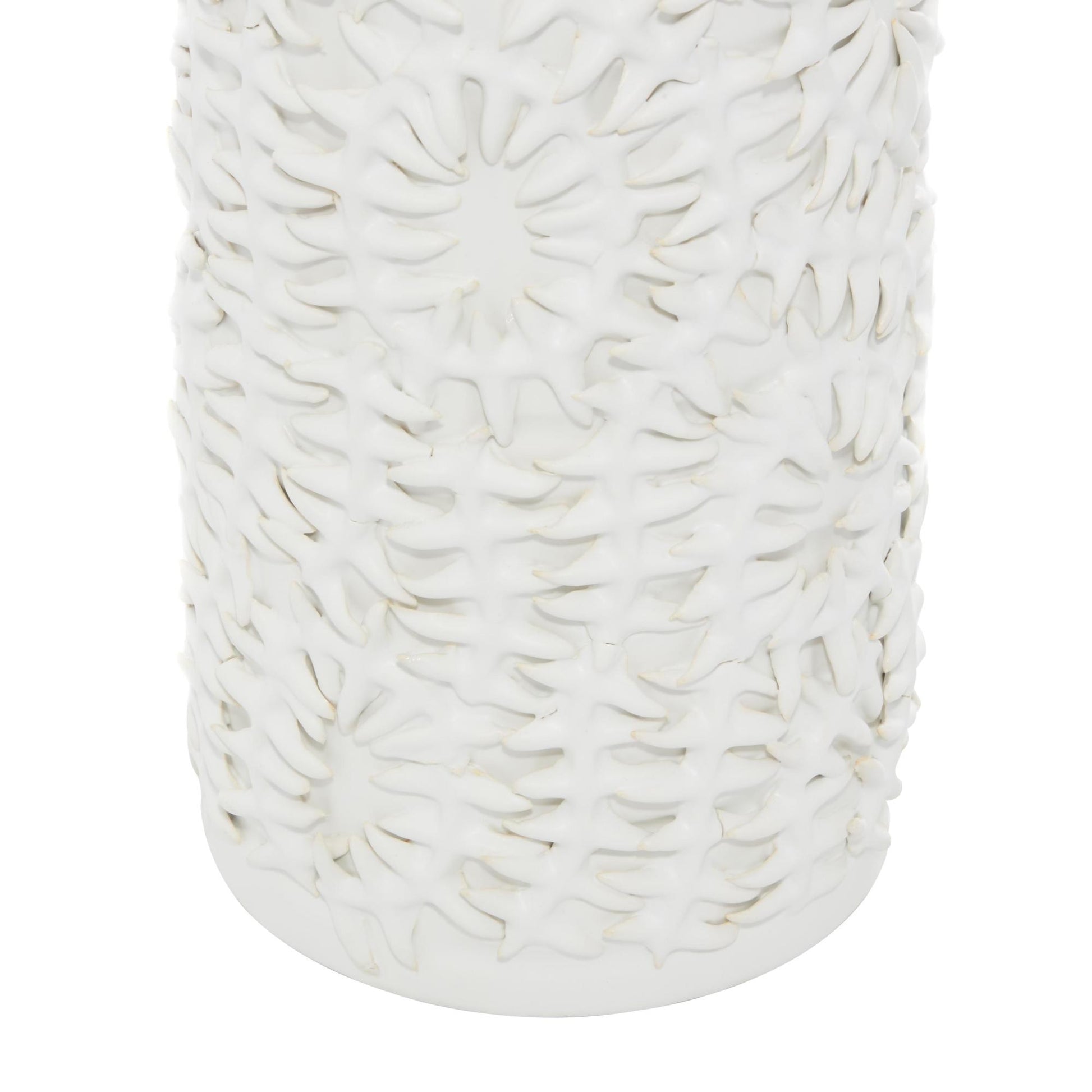 Leaf White Ceramic Embossed Decorative Vase