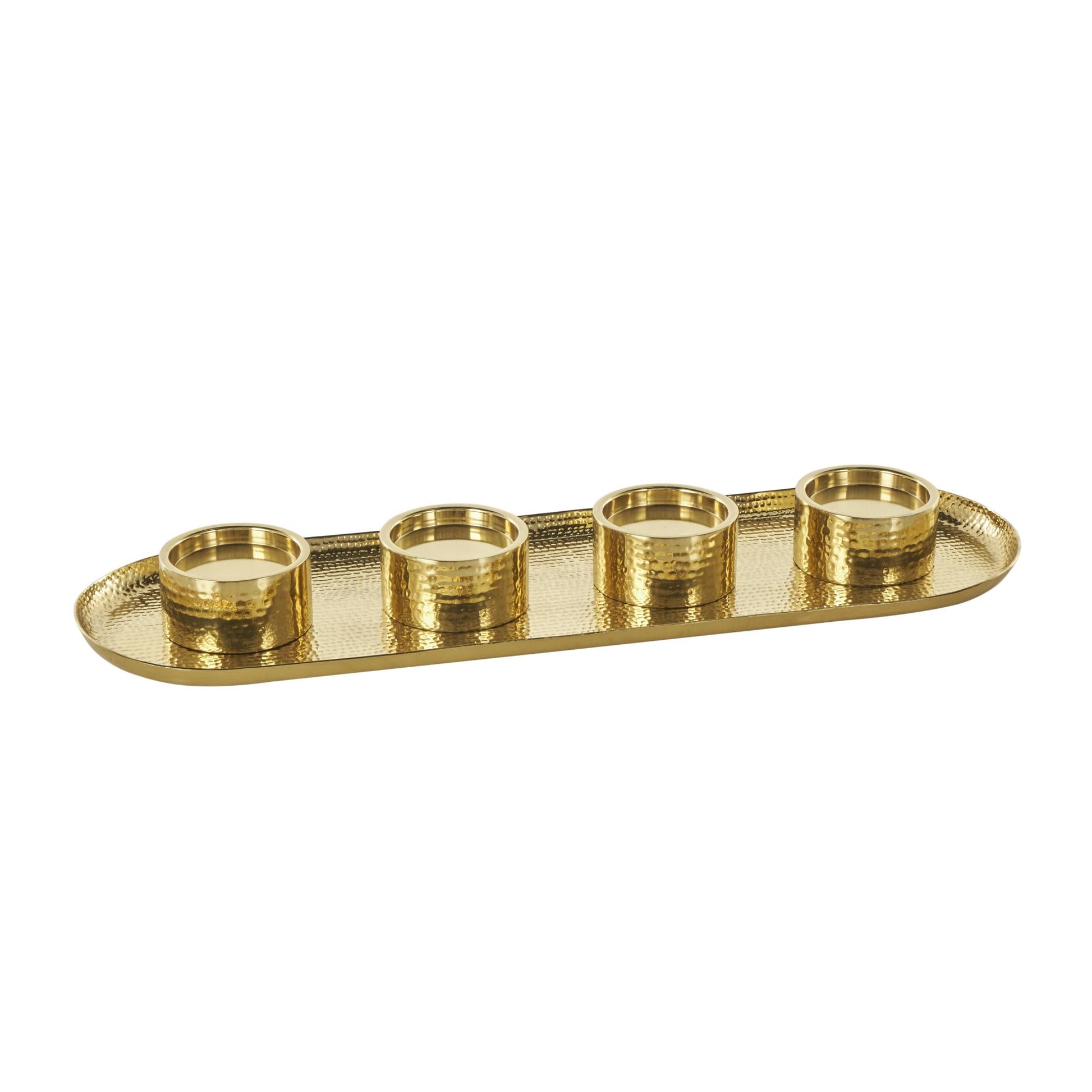 Stainless Steel Metal 4 Candle Decorative Candelabra with Attached Tray