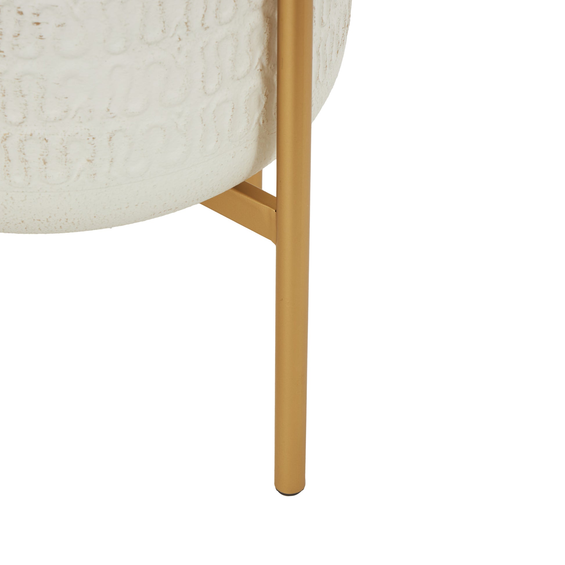 Set of 2 White Metal Dome Indoor Outdoor Planter with Gold Stand