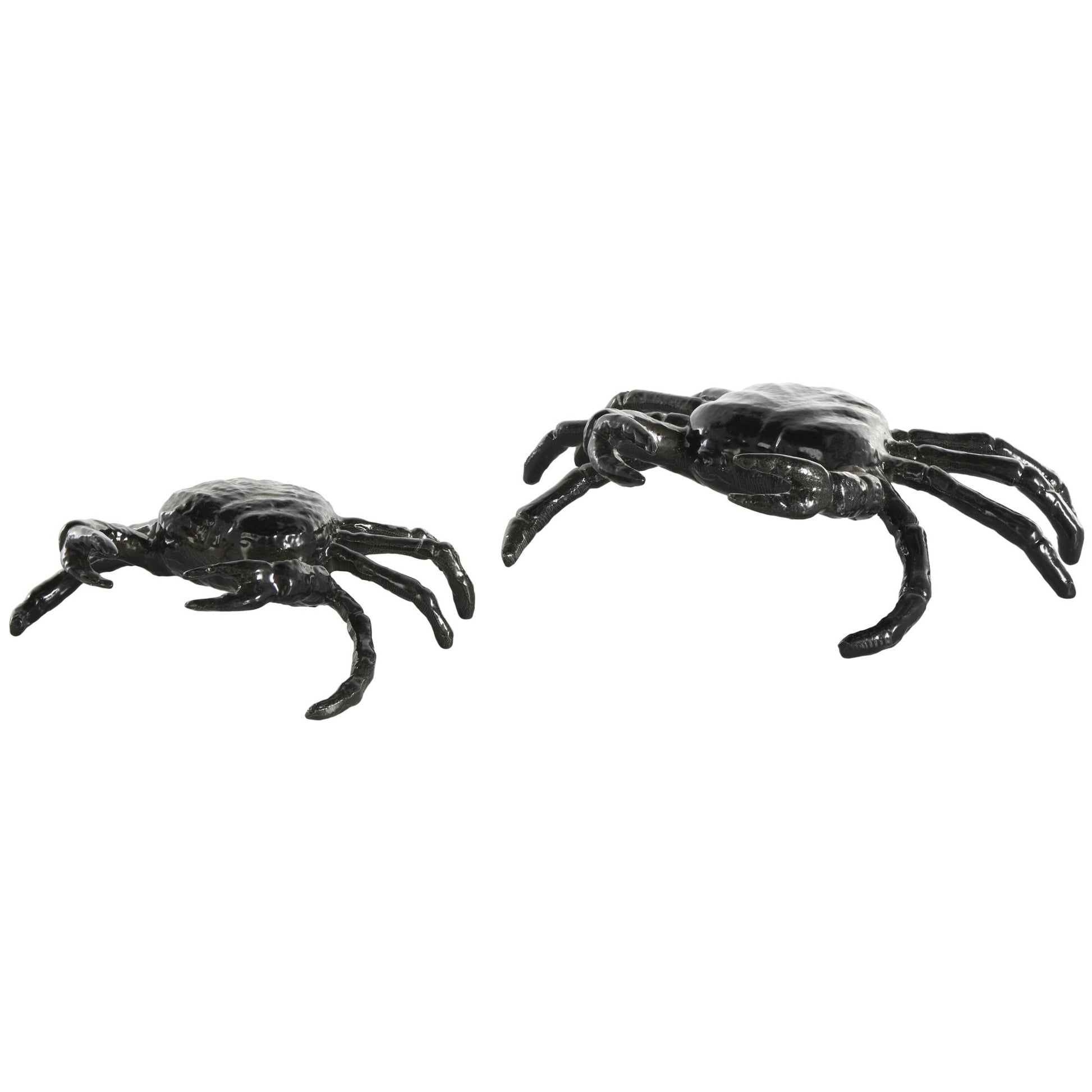 Set of 2 Crab Black Aluminum Metal Decorative Sculpture