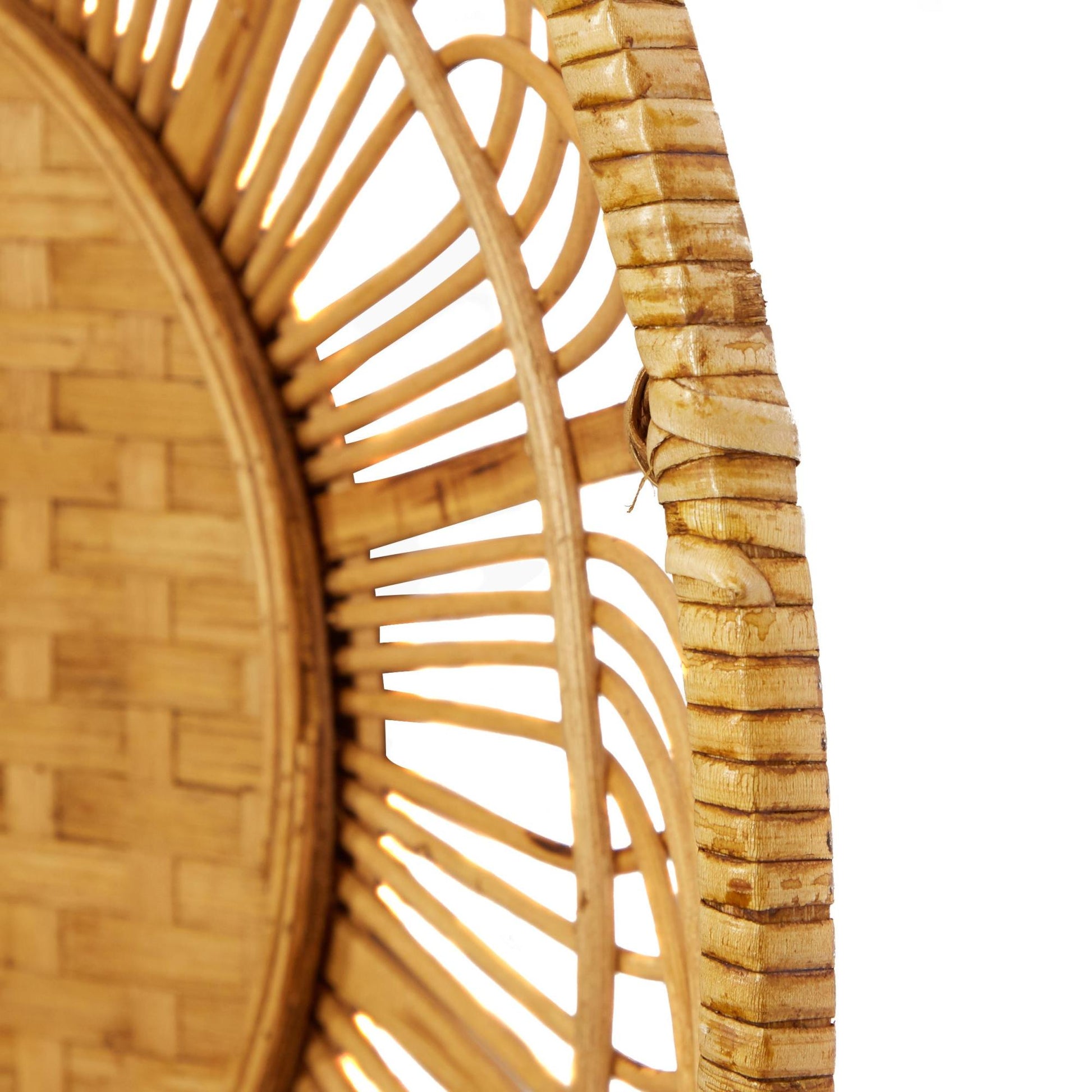 Set of 3 Plate Brown Wood Handmade Floral Basket Home Wall Decor