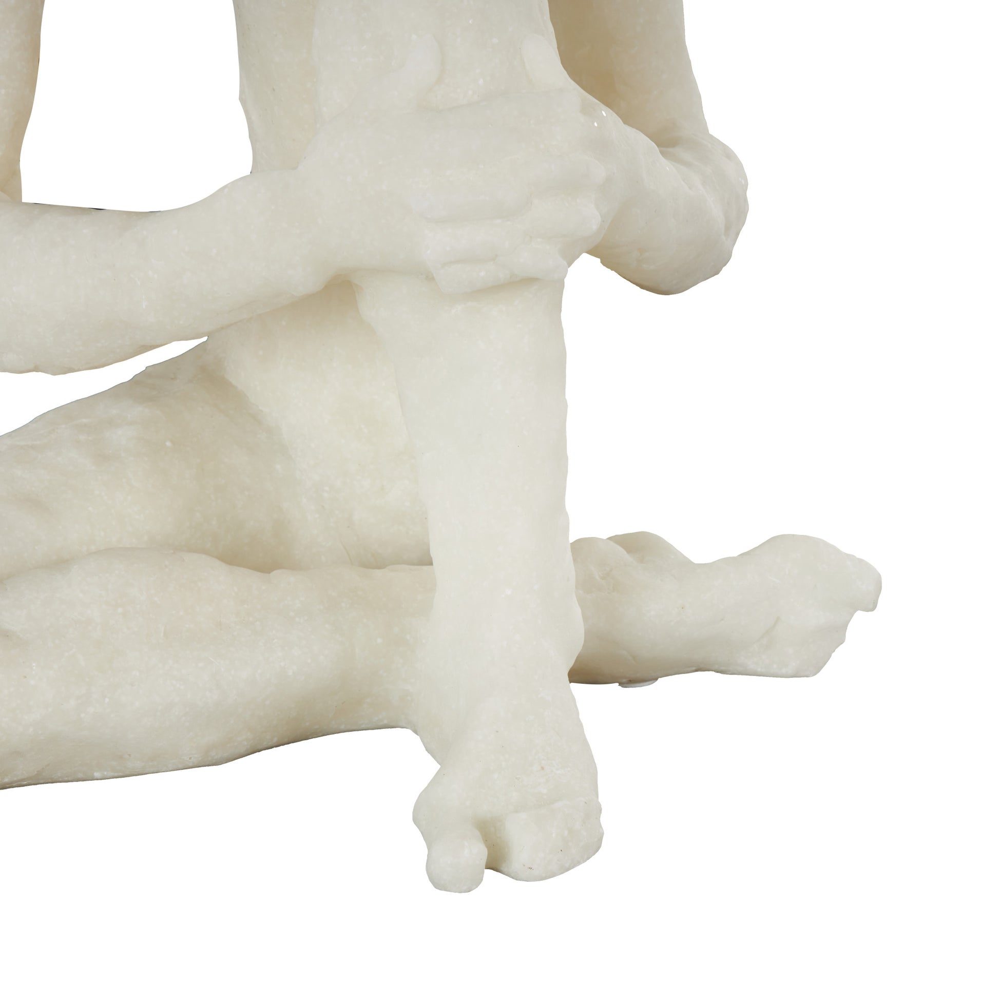 People White Polystone Thinking Decorative Sculpture with Shimmer