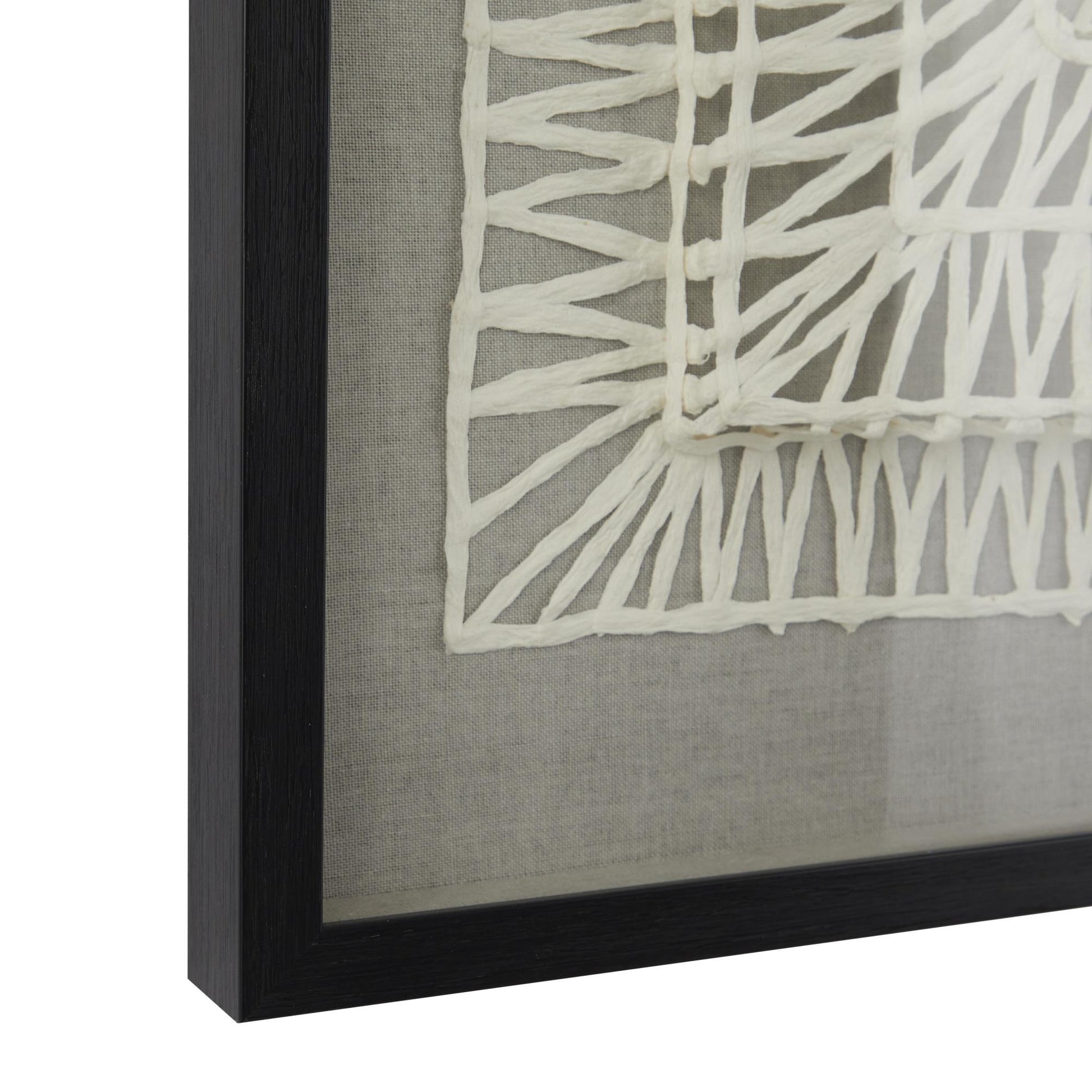 Set of 2 Geometric White Paper Handmade 3D Origami Home Shadow Box with Black Frame