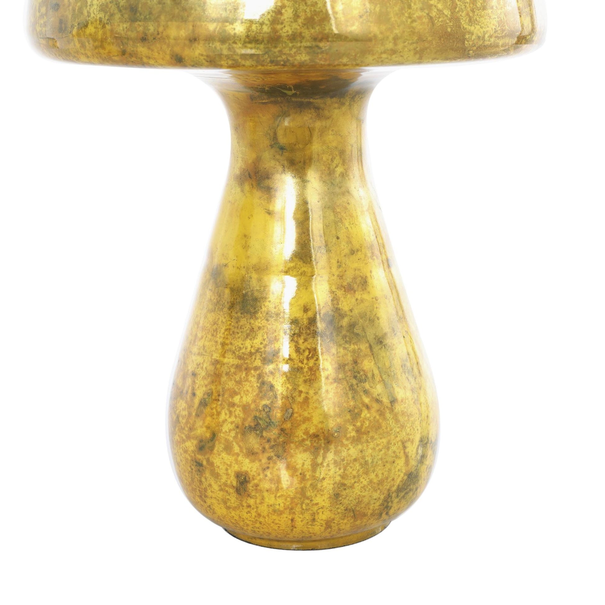Set of 2 Mushroom Glass Handmade Glossy Weathered Decorative Sculpture