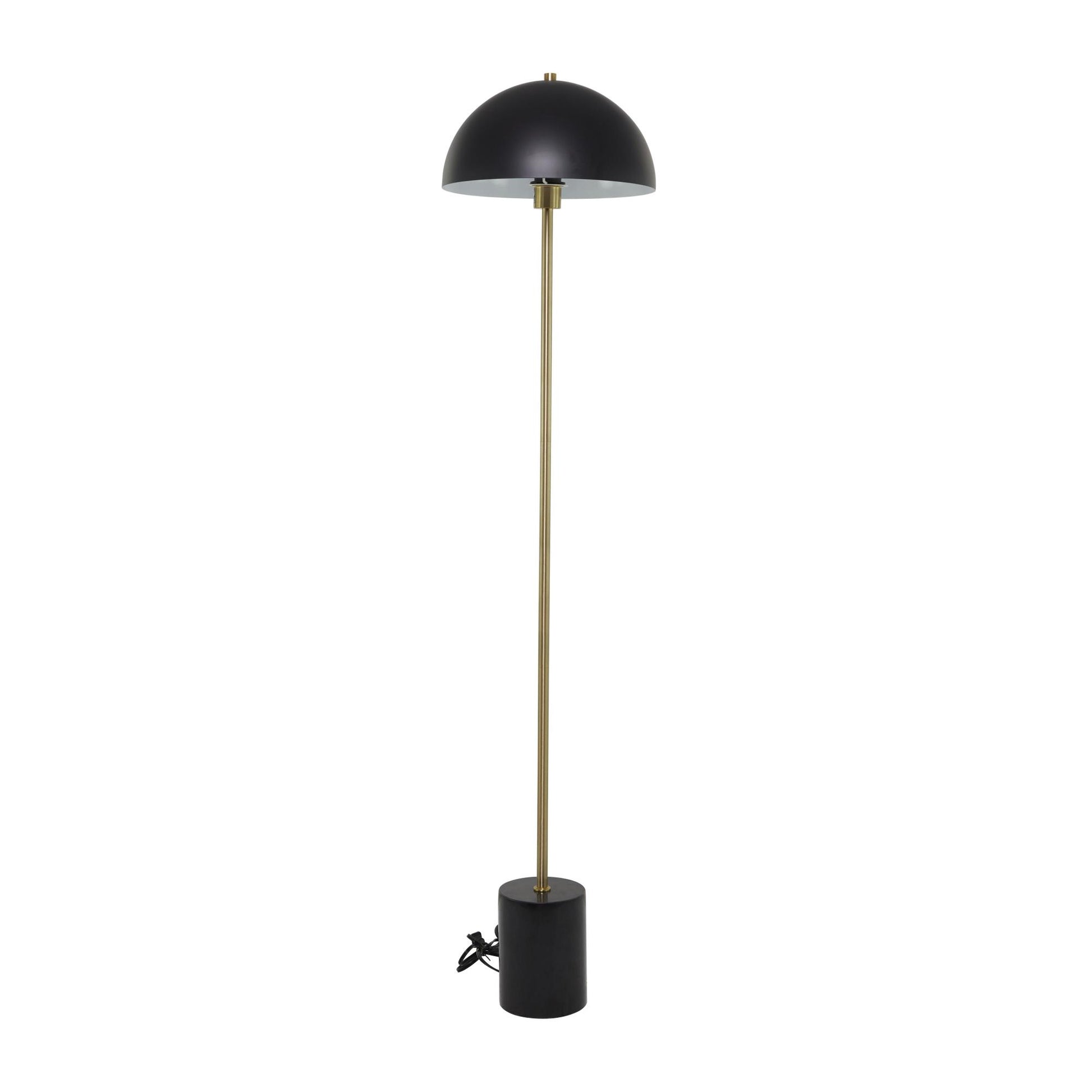 Metal Umbrella Style Room Floor Lamp with Black Marble Base