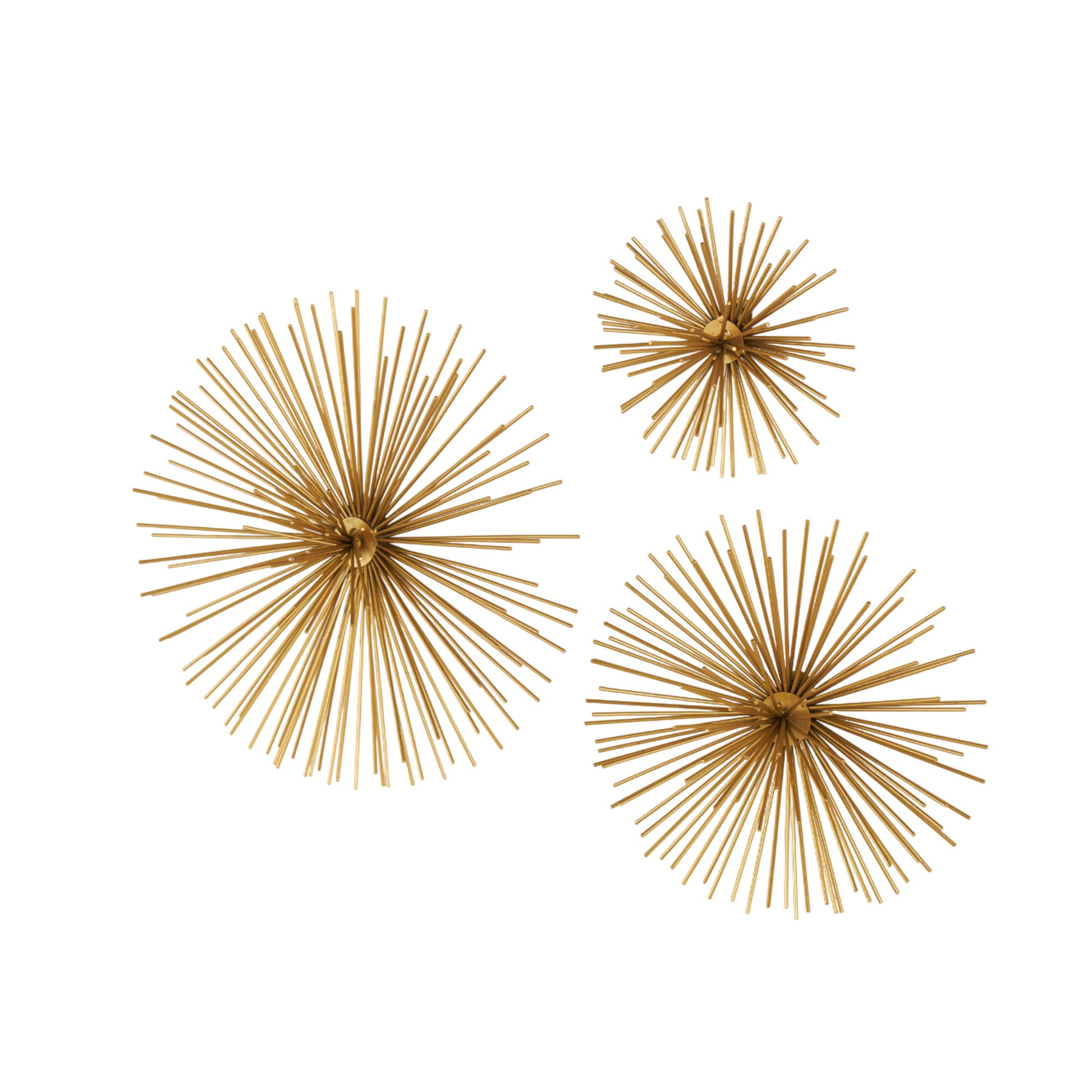 Set of 3 Starburst Metal 3D Short Spike Home Wall Decor