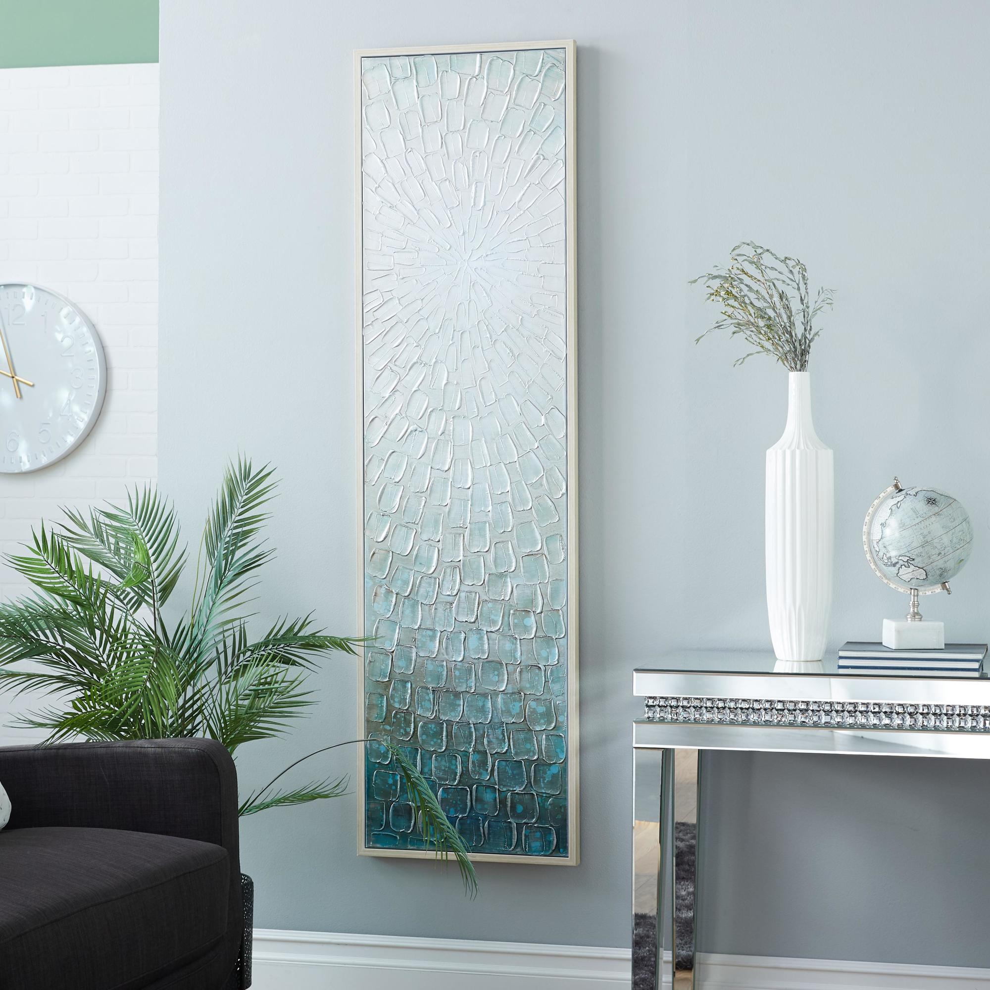 Starburst Gray Canvas Radial Living Room Framed Wall Art with Brown Frame