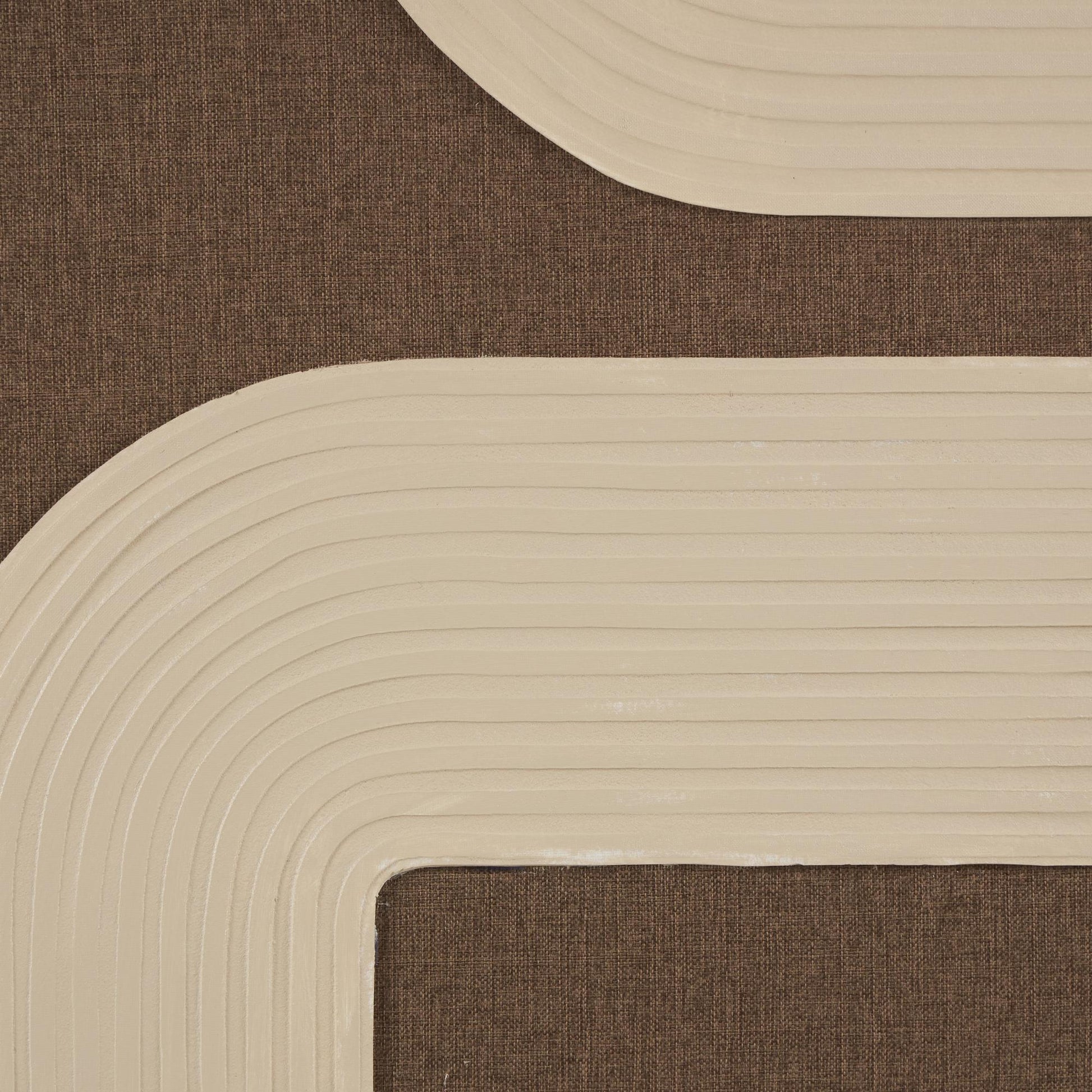 Abstract Brown Polyester Living Room Framed Wall Art with Tan Ribbed Arches