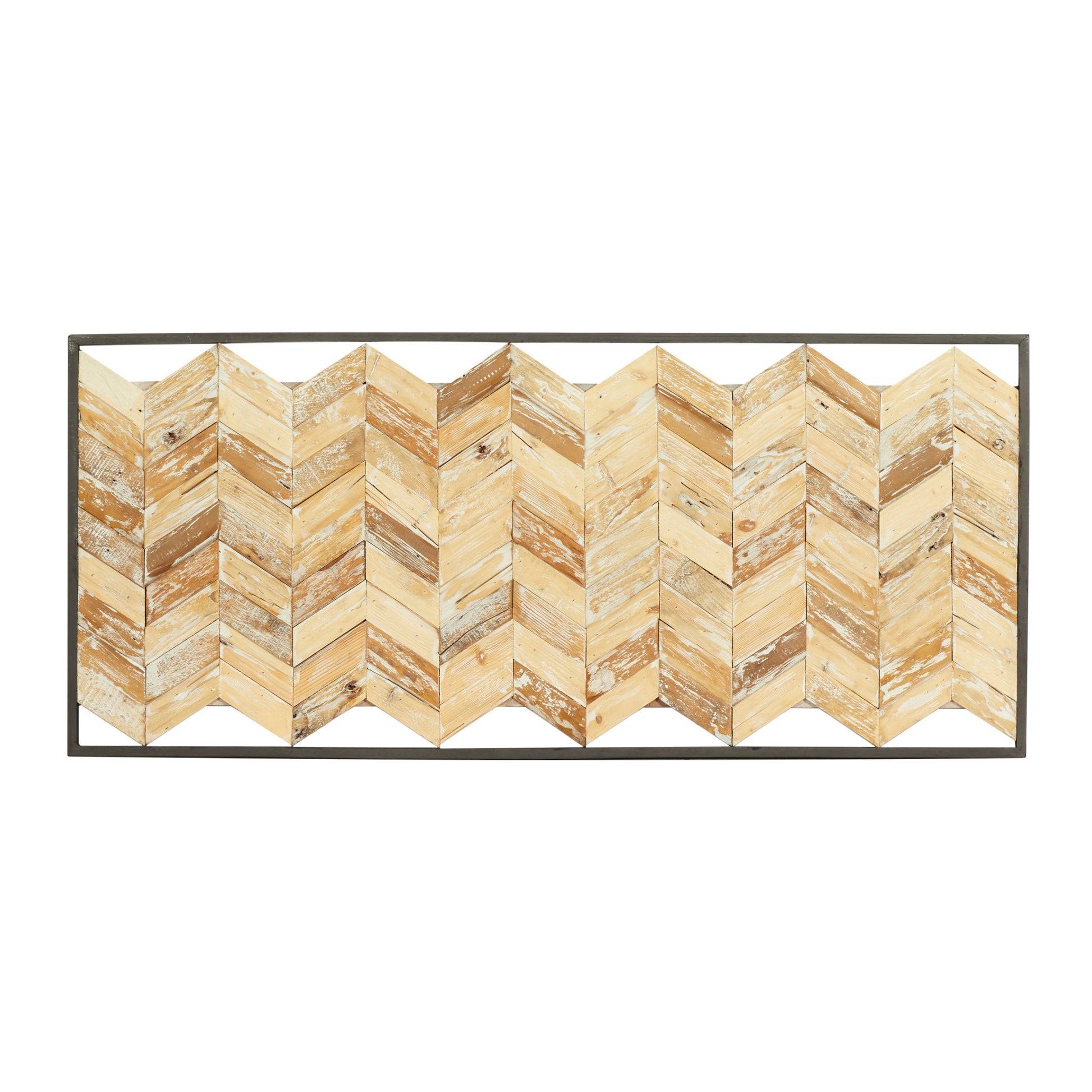 Geometric Brown Teak Wood Handmade Chevron Panels Home Wall Decor with Distressing