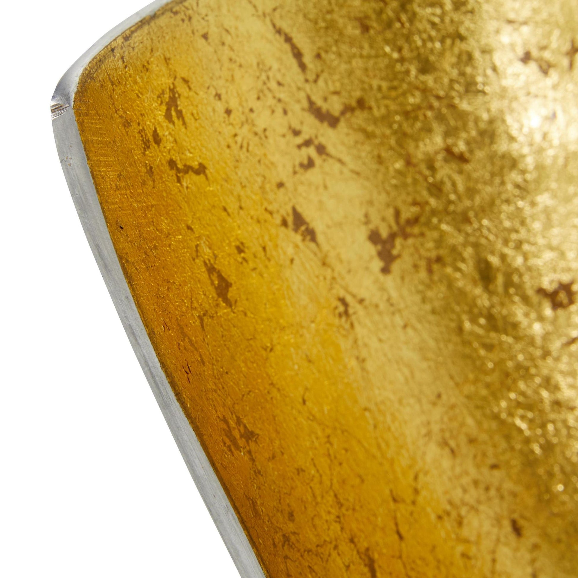 Set of 2 Gold Aluminum Metal Large Decorative Bowl with Gold Interior