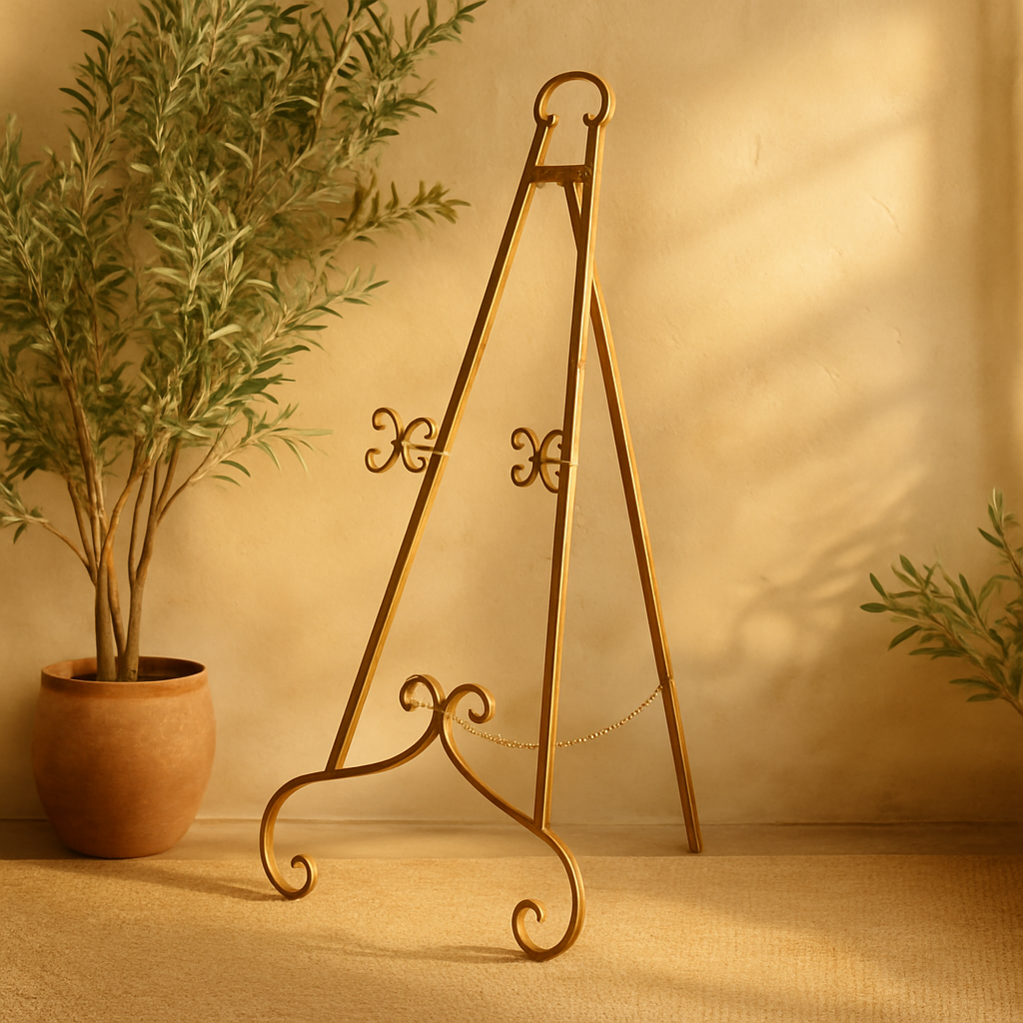 Scroll Metal Tall Adjustable Floor 3 Tier Display Easel