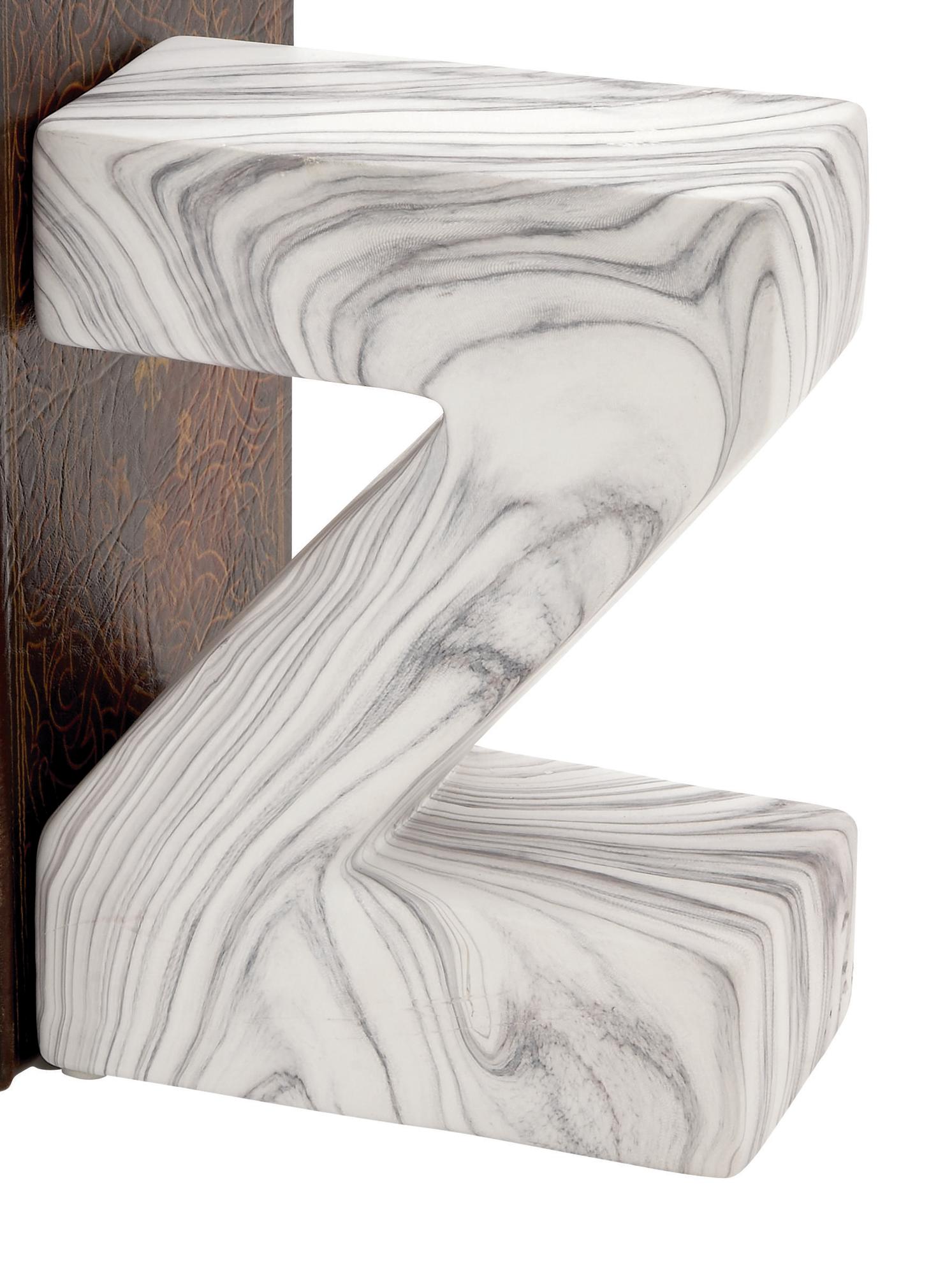CosmoLiving by Cosmopolitan Set of 2 Text White Ceramic A Z Decorative Bookends with Faux Marble Finish