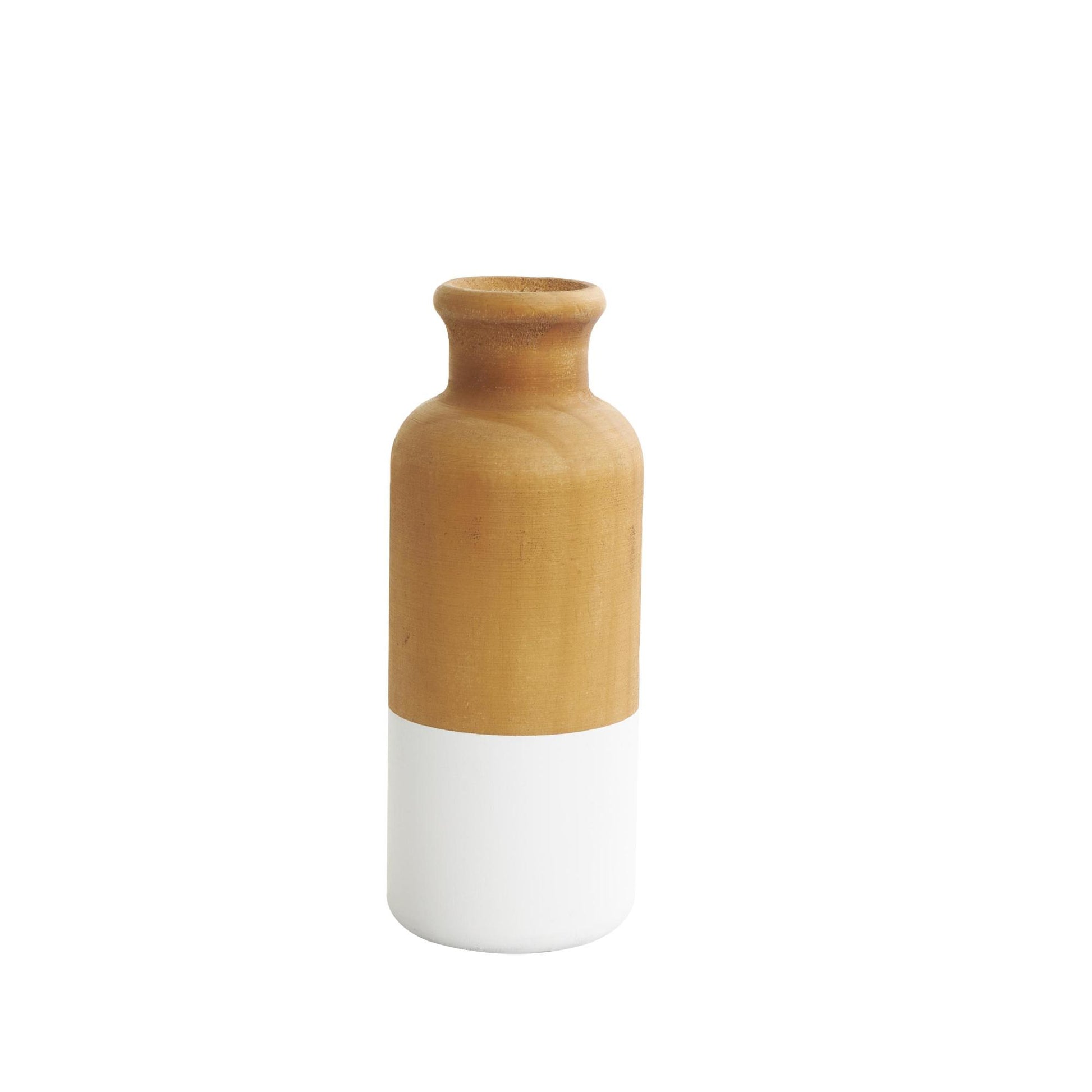 Set of 3 Wood Colorblock Decorative Vase with White Bases Set of 3 10", 8", 5"H