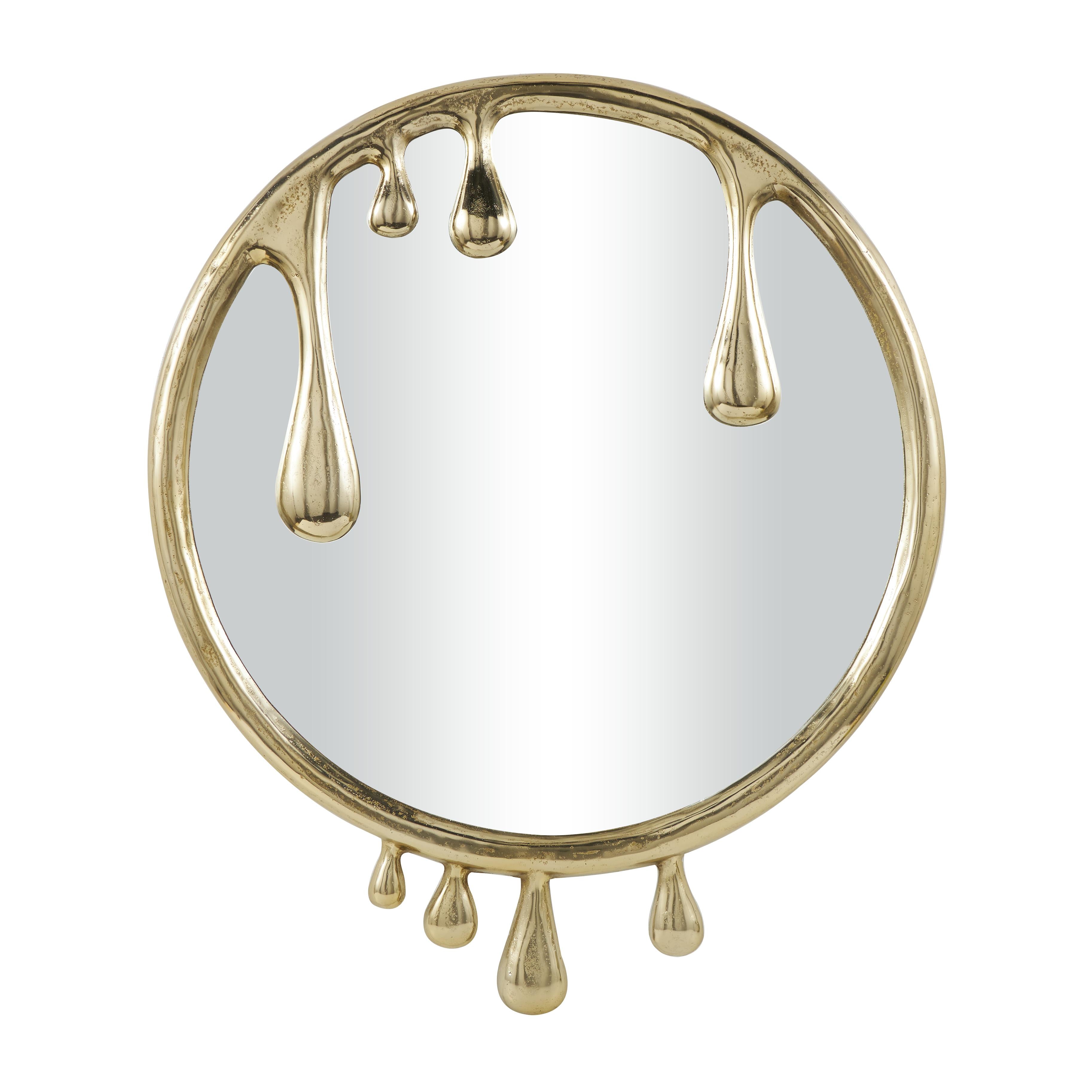 Abstract Aluminum Metal Drip Room Wall Mirror with Melting Designed Frame