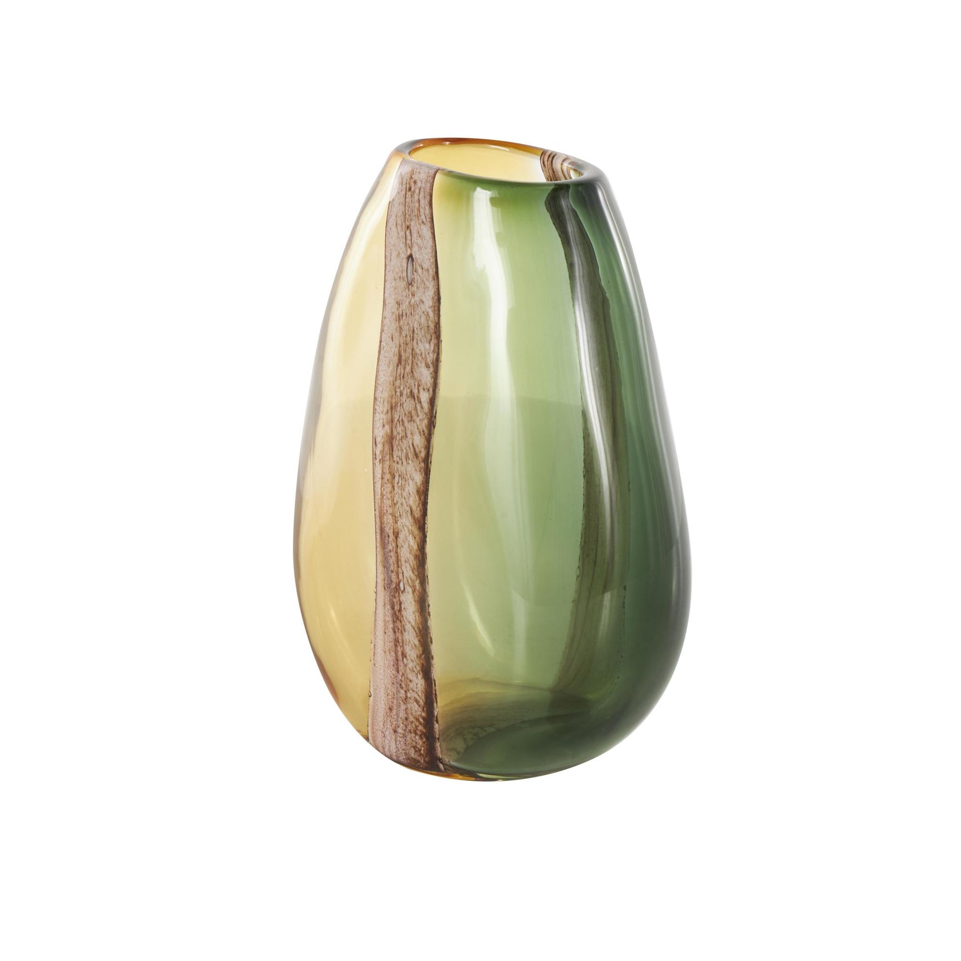 Multi Colored Glass Ombre Decorative Vase with Pink Textured Stripe Details